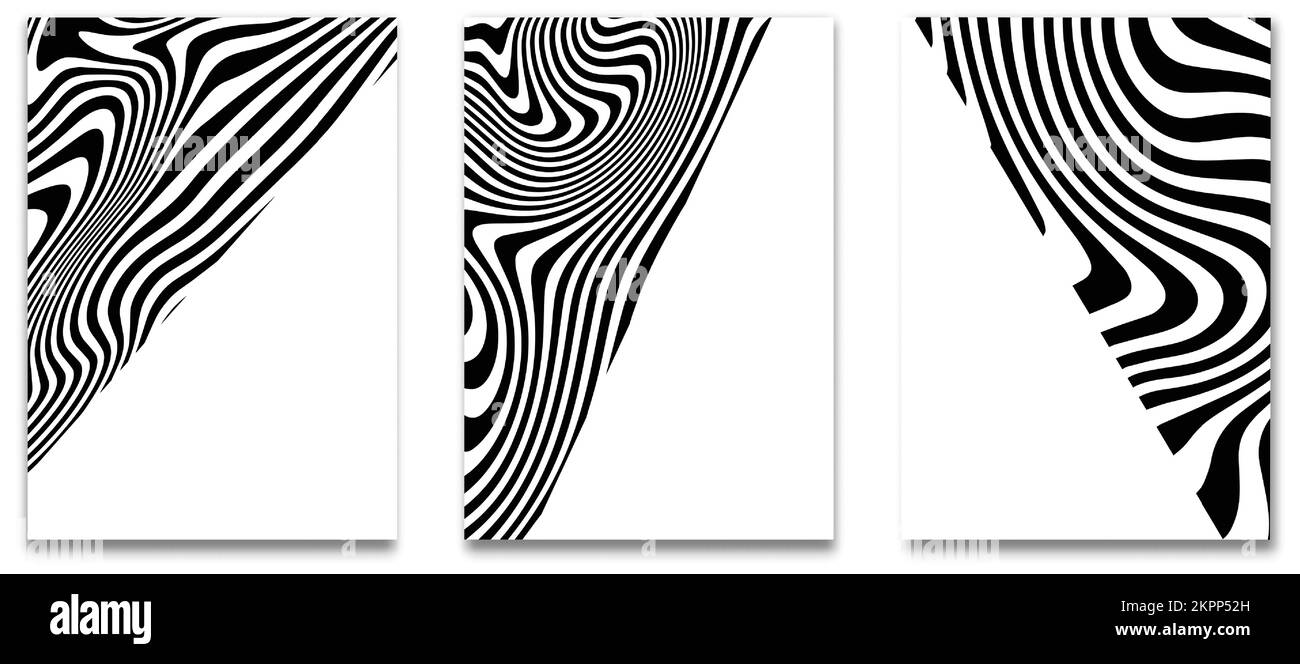 Une illustration de trois tableaux avec des motifs zébrés isolés sur un fond blanc Illustration de Vecteur