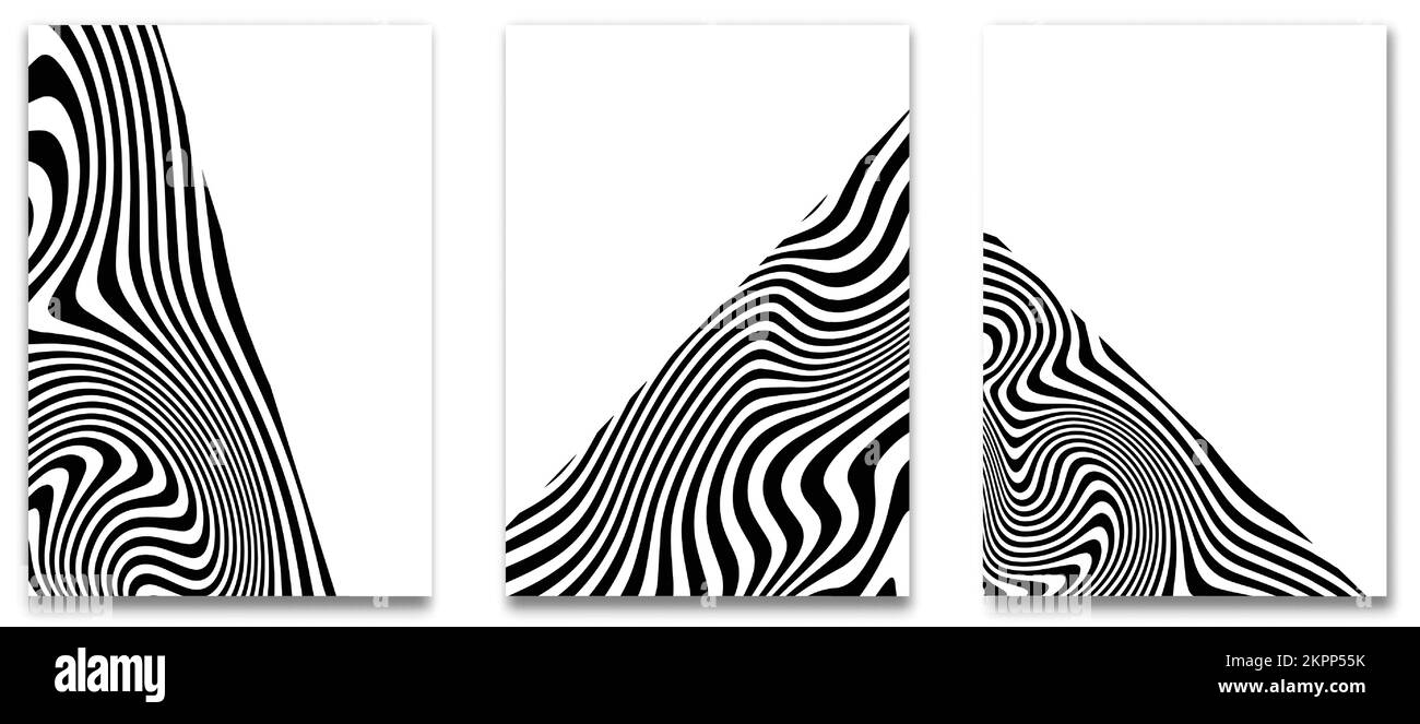 Une illustration de trois tableaux avec des motifs zébrés isolés sur un fond blanc Illustration de Vecteur