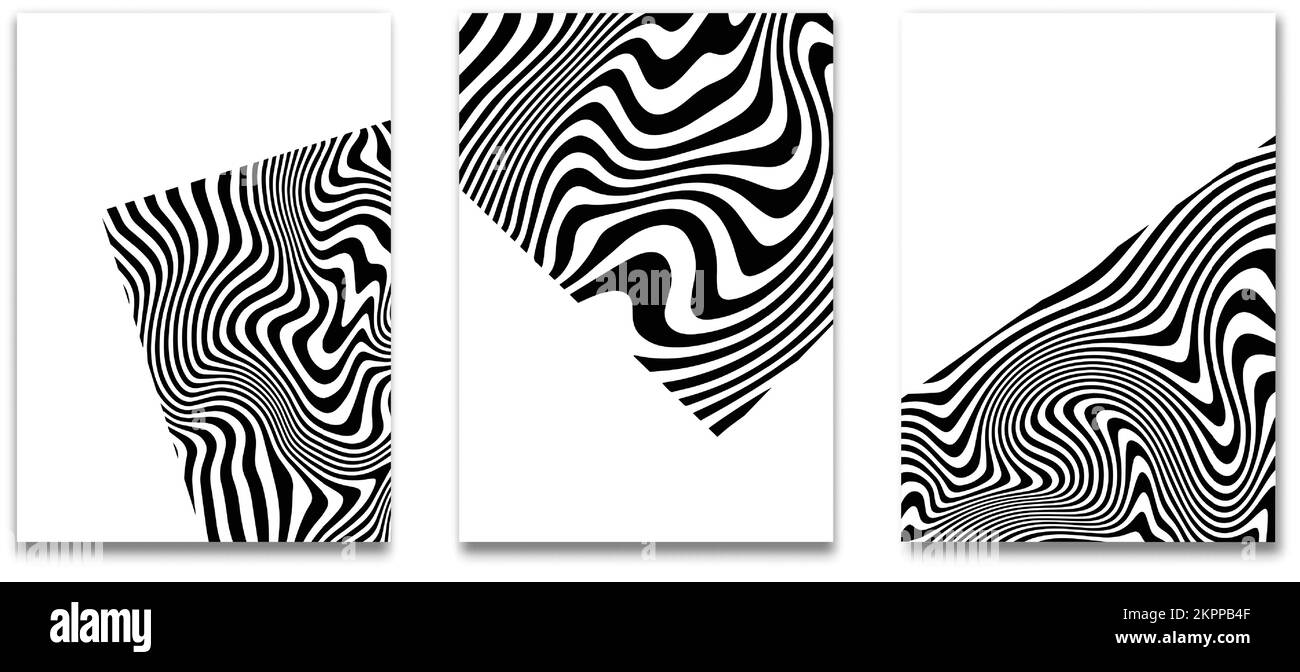 Une illustration de trois tableaux avec des motifs zébrés isolés sur un fond blanc Illustration de Vecteur