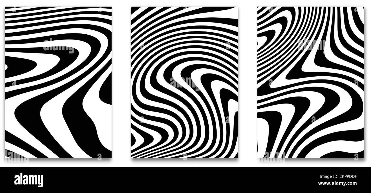 Une illustration de trois tableaux avec des motifs zébrés isolés sur un fond blanc Illustration de Vecteur