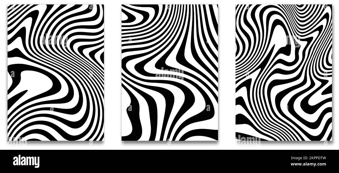 Une illustration de trois tableaux avec des motifs zébrés isolés sur un fond blanc Illustration de Vecteur