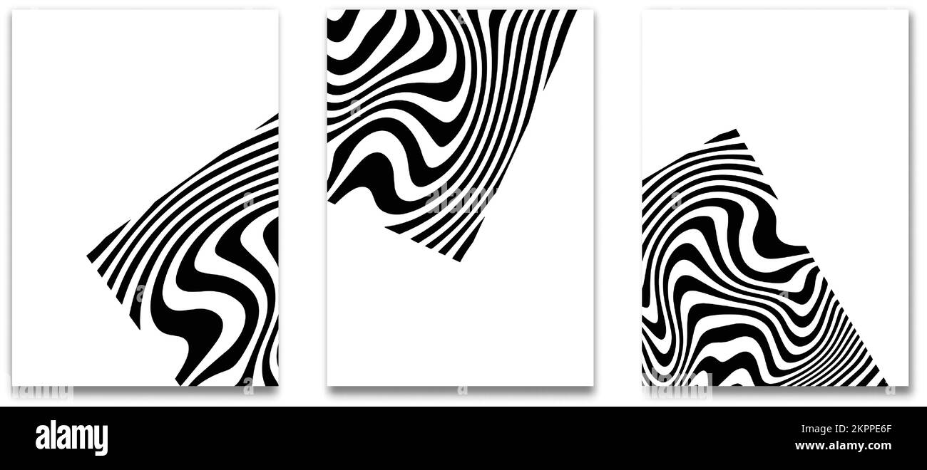 Une illustration de trois tableaux avec des motifs zébrés isolés sur un fond blanc Illustration de Vecteur