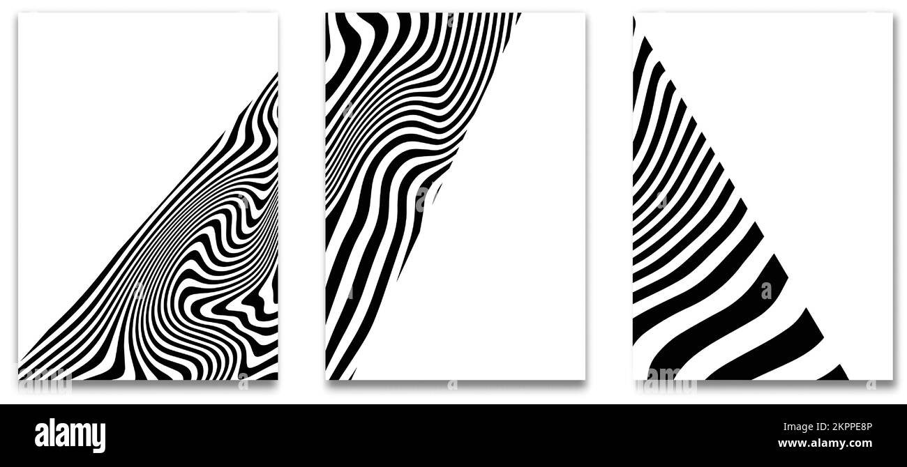 Une illustration de trois tableaux avec des motifs zébrés isolés sur un fond blanc Illustration de Vecteur