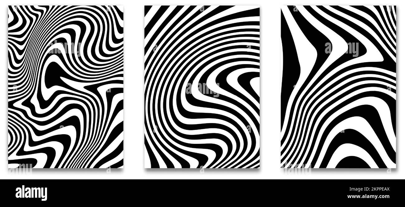 Une illustration de trois tableaux avec des motifs zébrés isolés sur un fond blanc Illustration de Vecteur