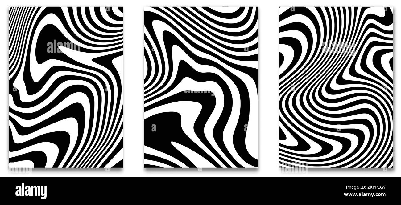 Une illustration de trois tableaux avec des motifs zébrés isolés sur un fond blanc Illustration de Vecteur