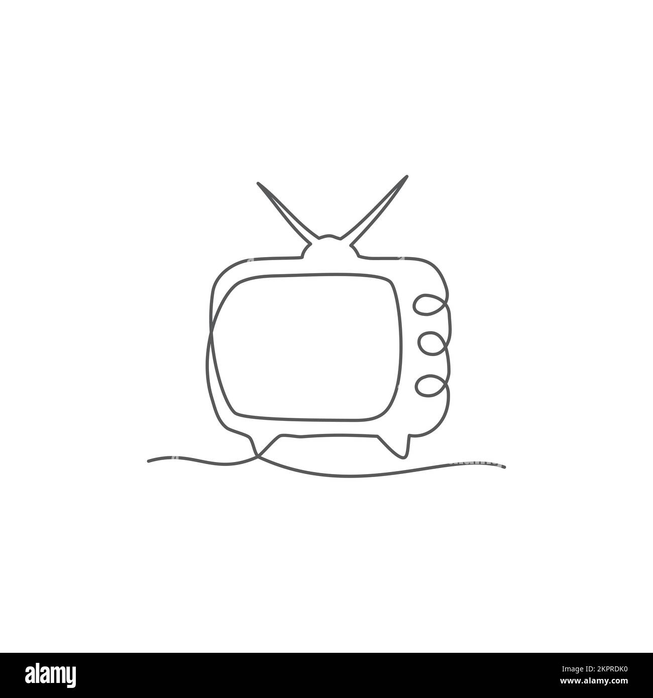 Téléviseur une ligne dessinant sur fond blanc Illustration de Vecteur