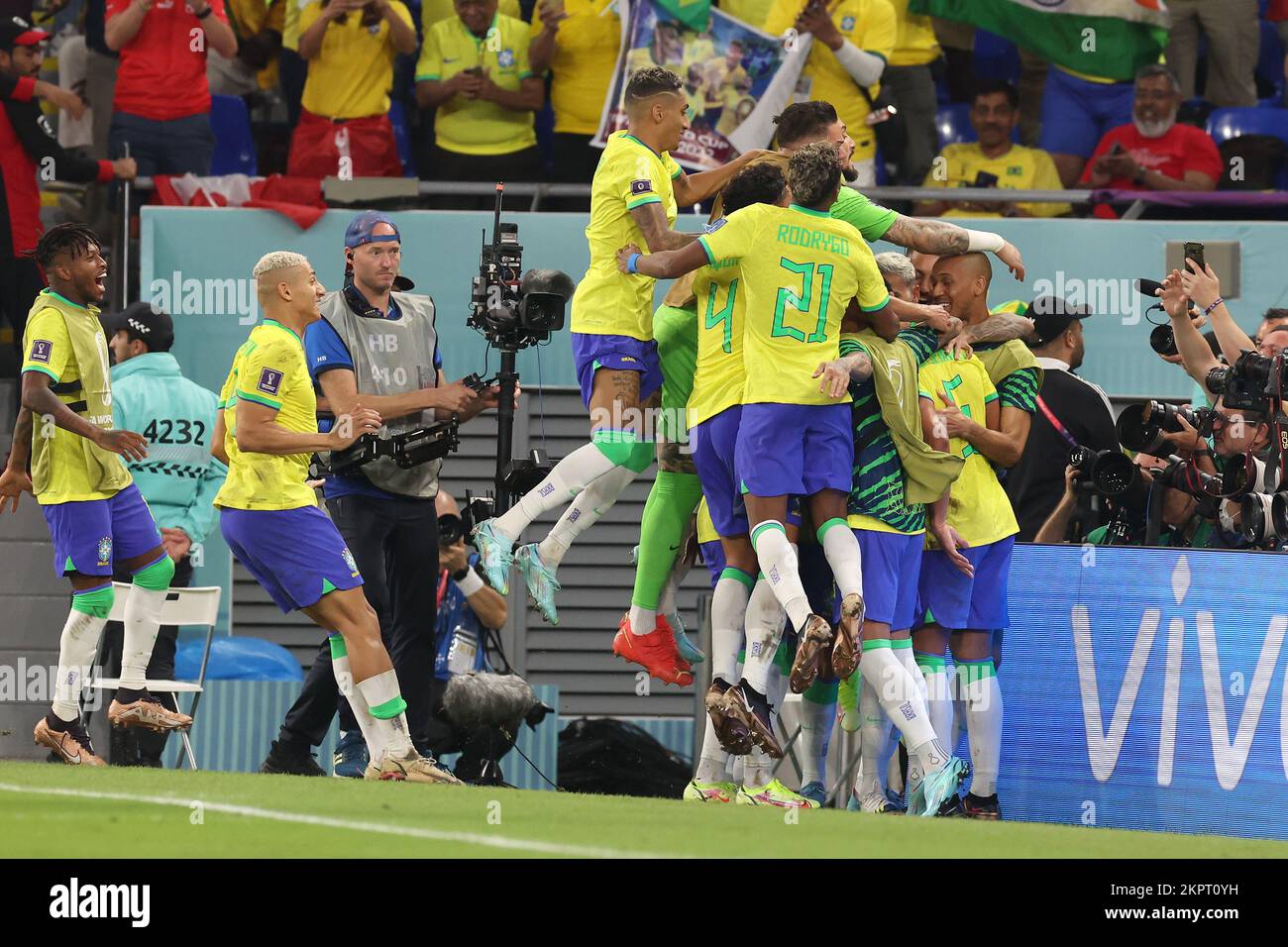 Doha, Qatar. 28 novembre 2022. Coupe du monde de la FIFA Qatar 2022 match du Groupe G entre le Brésil et la Suisse au stade 974 sur 28 novembre 2022 à Doha, Qatar. Photo: Goran Stanzl/PIXSELL Credit: Pixsell photo & Video Agency/Alay Live News Banque D'Images