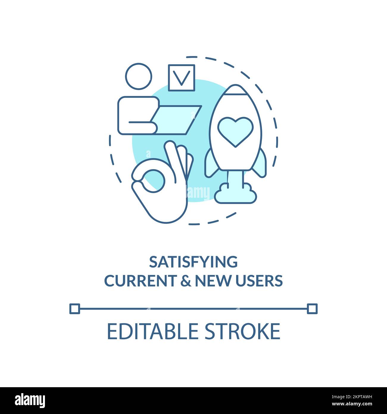 Une icône de concept turquoise qui satisfait les utilisateurs actuels et nouveaux Illustration de Vecteur