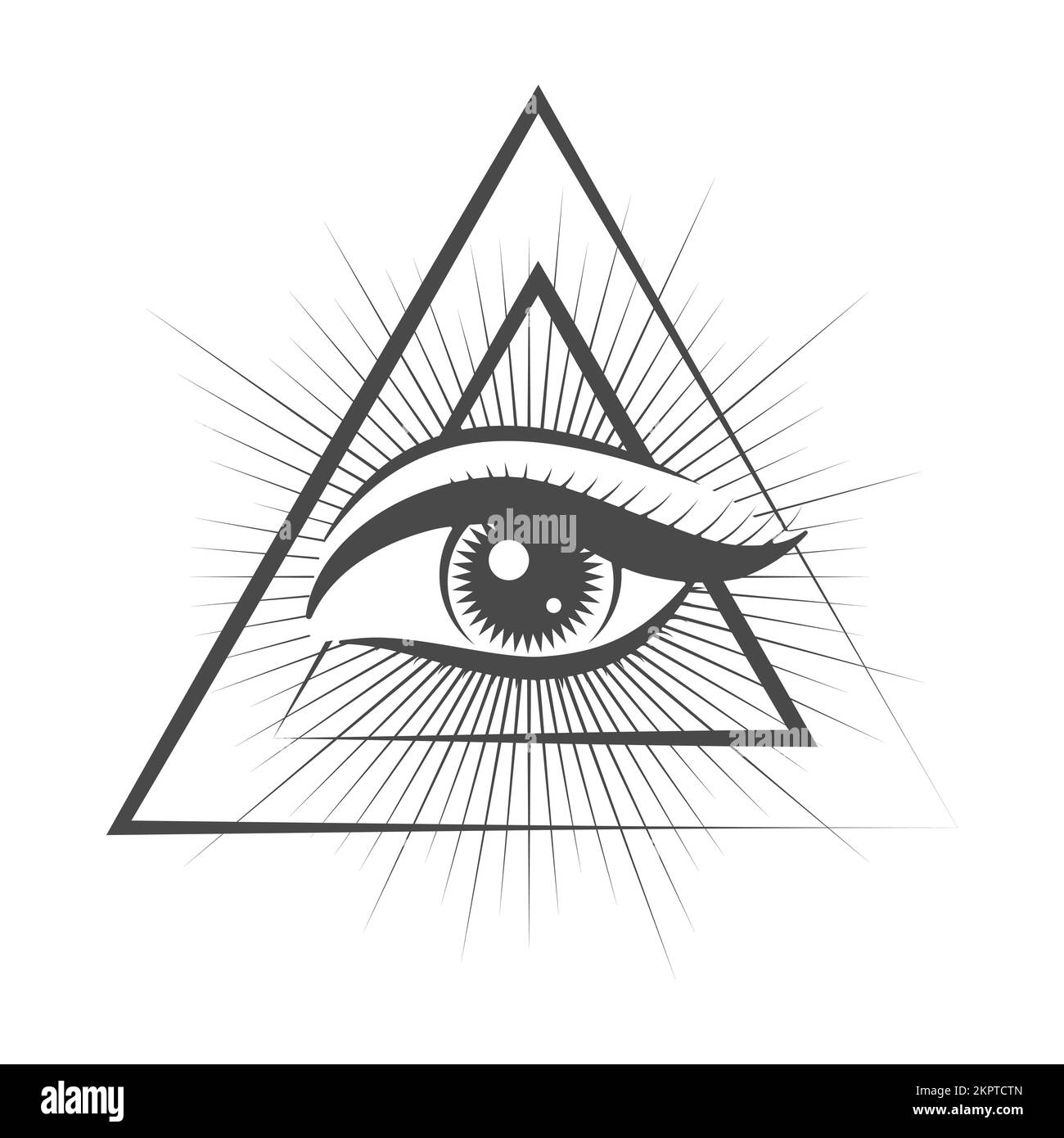 Tous voyant Eye dans Triangle symbole masonique Emblem isolé sur blanc. Illustration vectorielle Illustration de Vecteur