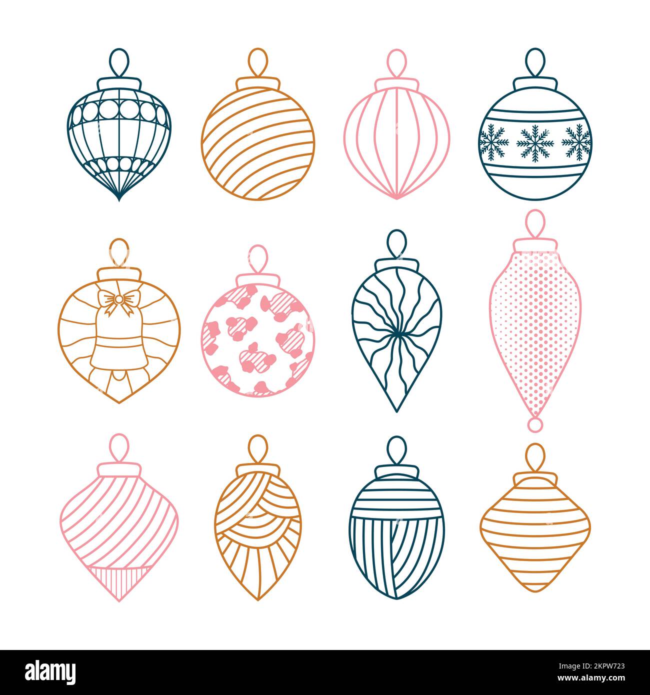 Joyeux Noël et bonne année conception de ressources graphiques. Illustration vectorielle des décorations d'arbre de Noël à motif géométrique modifiable. En-tête du site Web Illustration de Vecteur