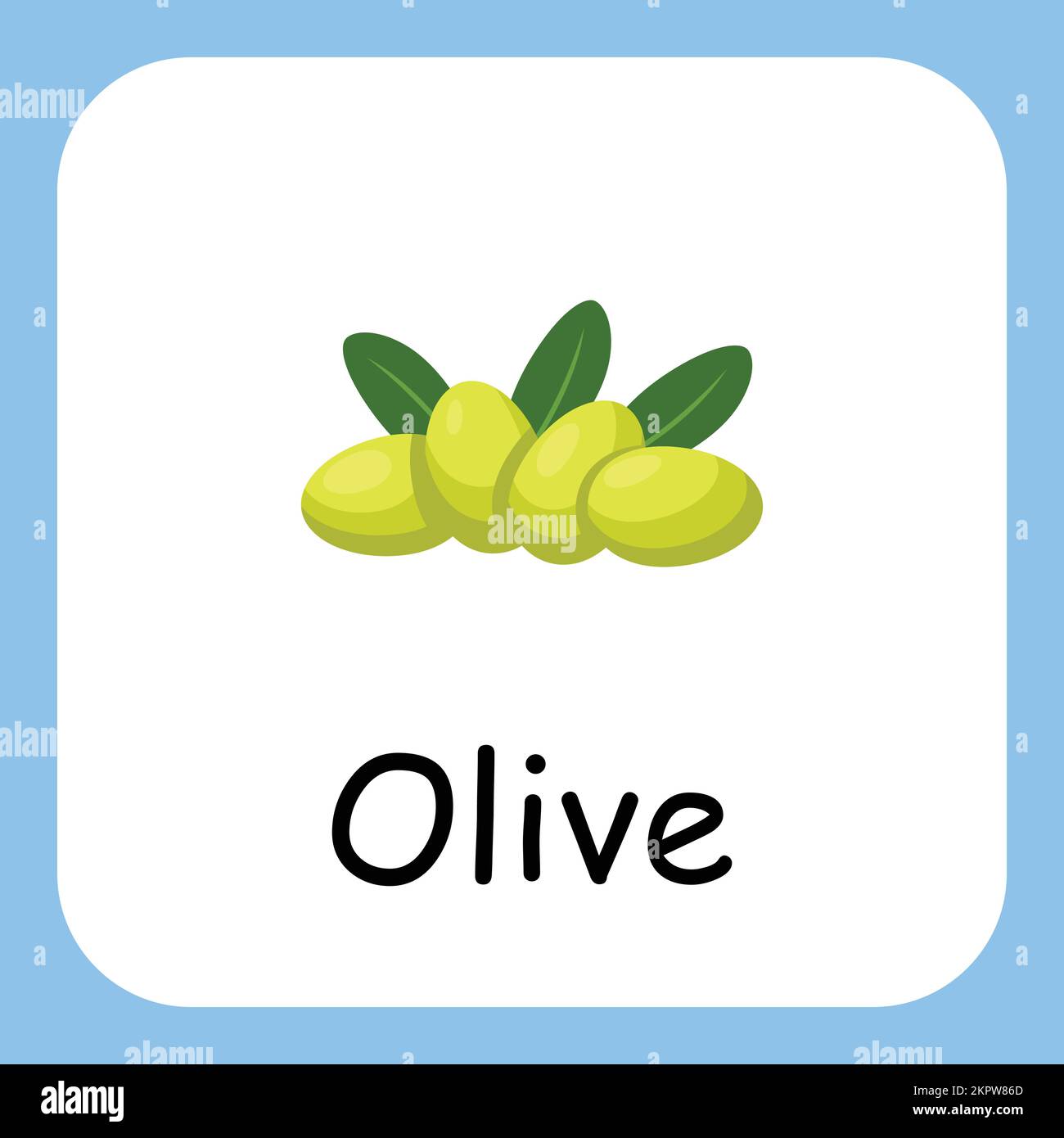 Motif olive clip avec texte, motif plat. Éducation pour les enfants. Illustration vectorielle Illustration de Vecteur