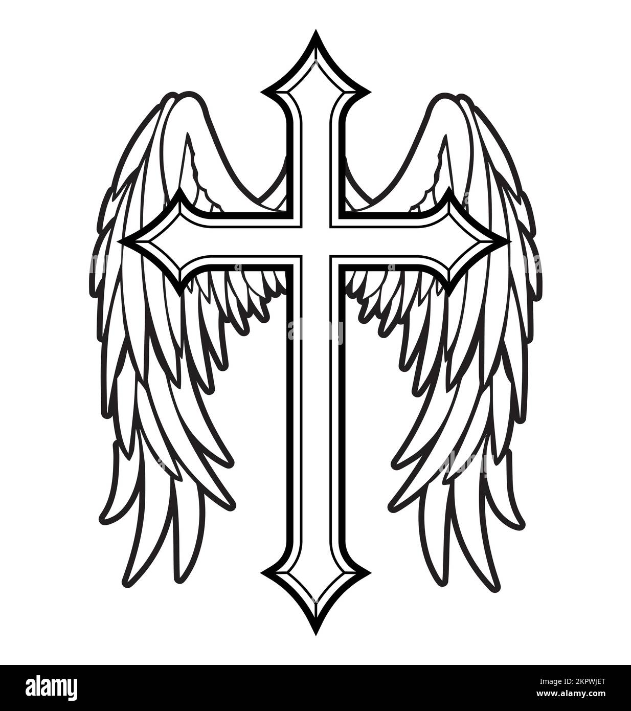 beau vol blanc paix colombe pigeon contour d'oiseau avec silhouette de branche d'olive sur la croix chrétienne crucifix vecteur isolé sur fond blanc Illustration de Vecteur