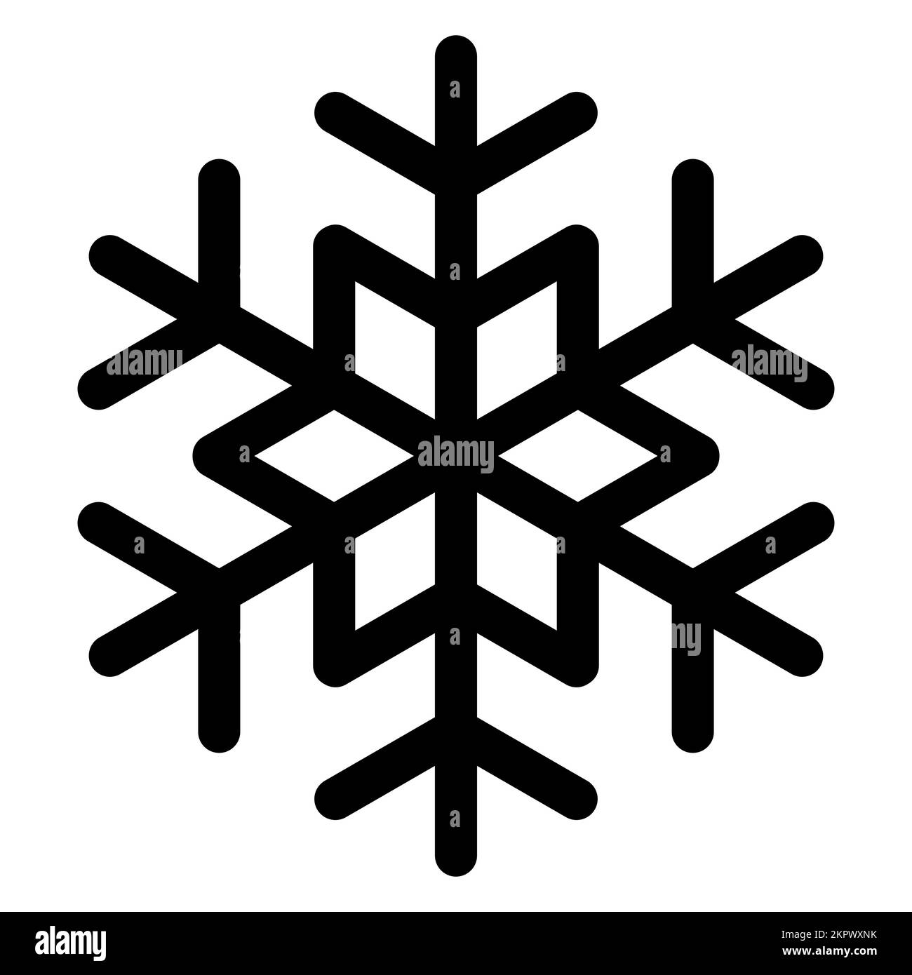 Simple lac de neige noir d'hiver. Icône vecteur de Noël avec coins arrondis Illustration de Vecteur