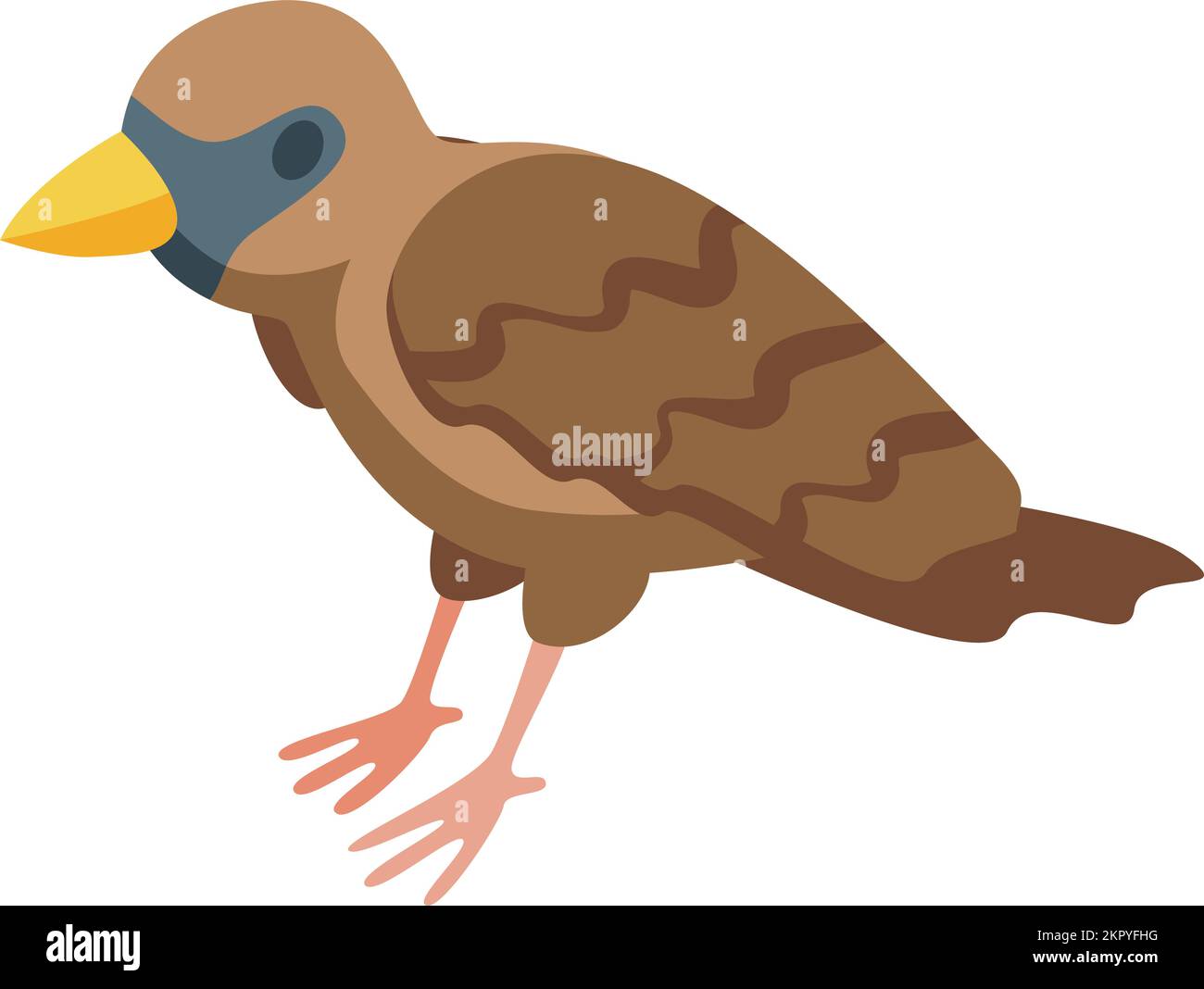Icône en forme de moineau mignonne, vecteur isométrique. Oiseau d'arbre. Mouche de branche Illustration de Vecteur