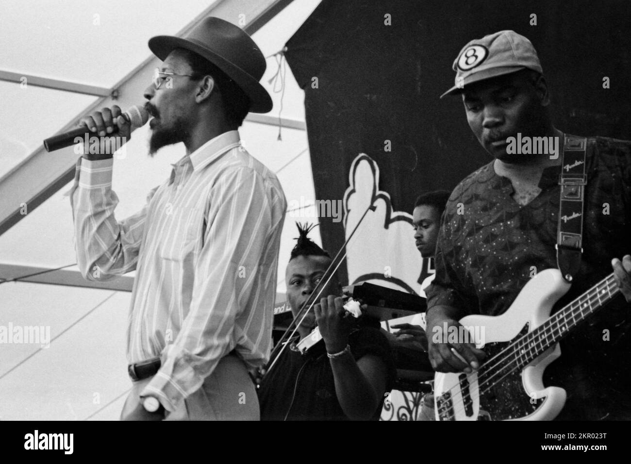Linton Kwesi Johnson LKJ au Tamaris Rock Festival, 1992, France Banque D'Images