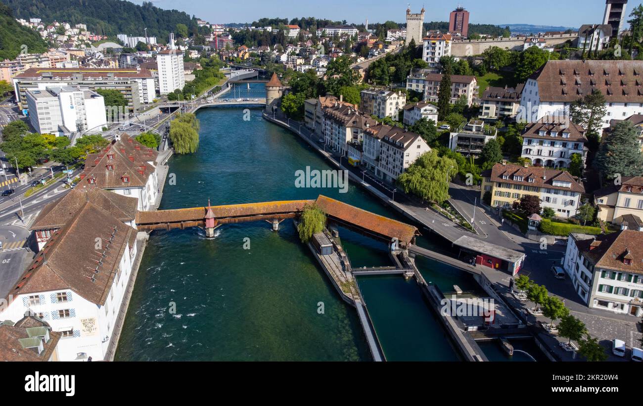Pont de Spreuer ou Spreuerbrücke, Lucerne, Suisse Banque D'Images