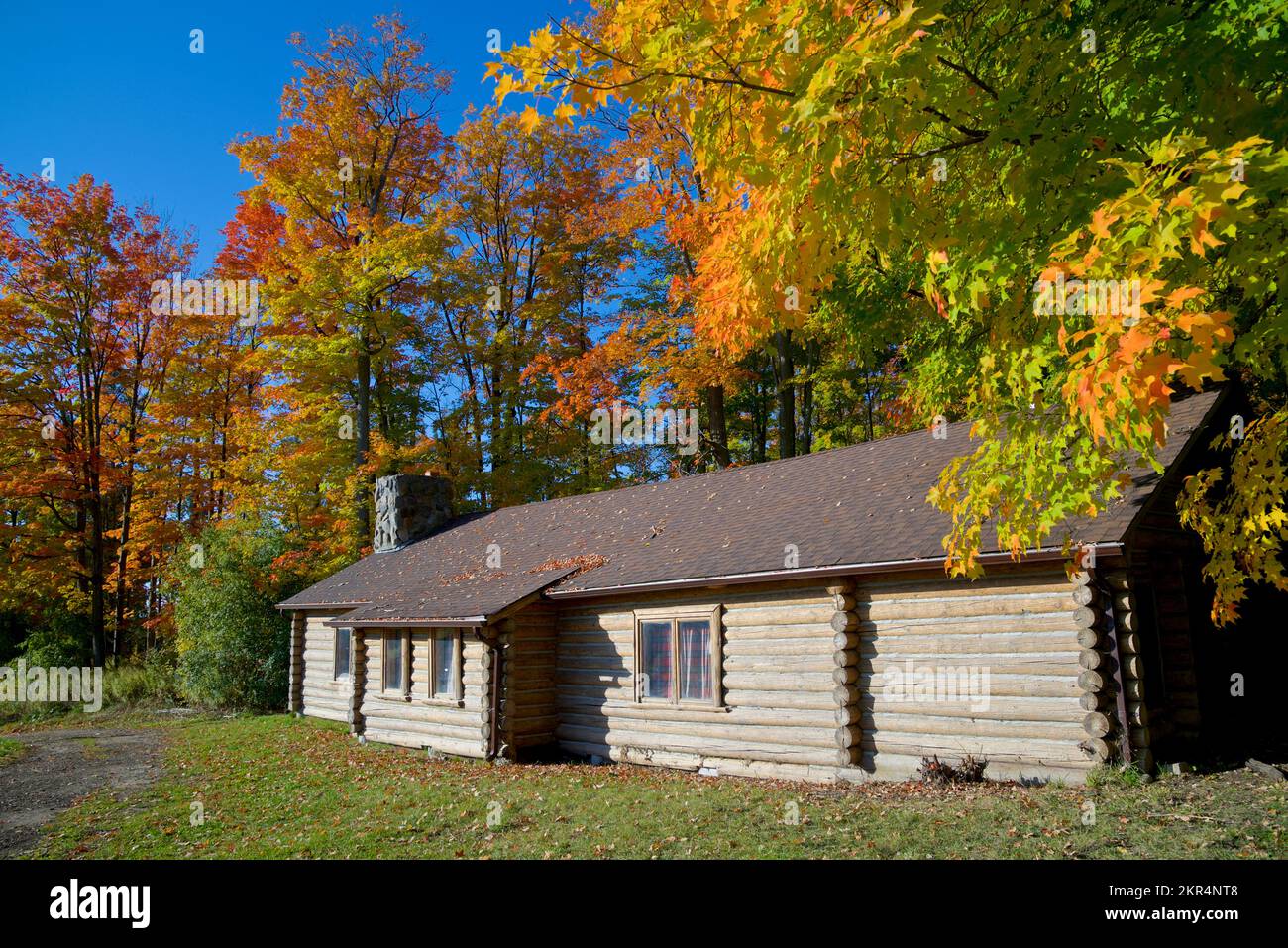 Extérieur de l'ancienne maison en bois, King City, Ontario, Canada. Banque D'Images