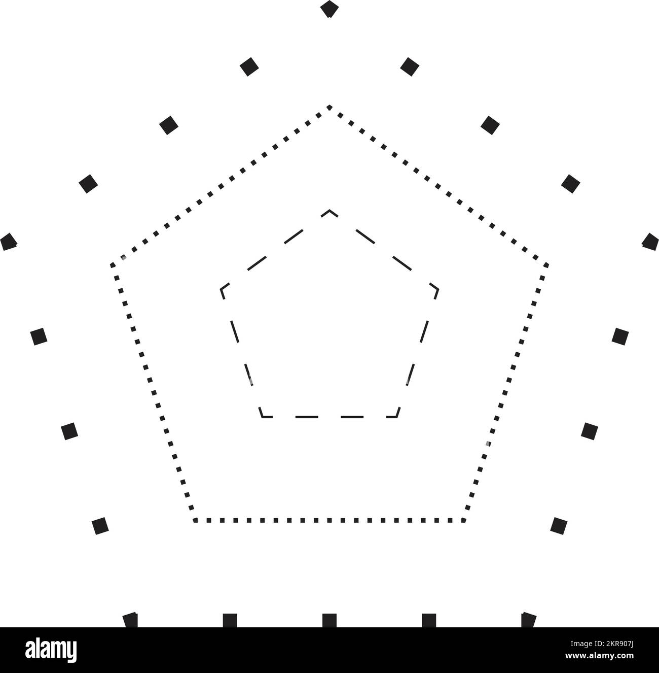 Traçage du symbole de forme de pentagone, en pointillés et en pointillés élément de ligne brisée pour les enfants d'âge préscolaire, de maternelle et Montessori préécrivant, dessinant et coupant p Illustration de Vecteur