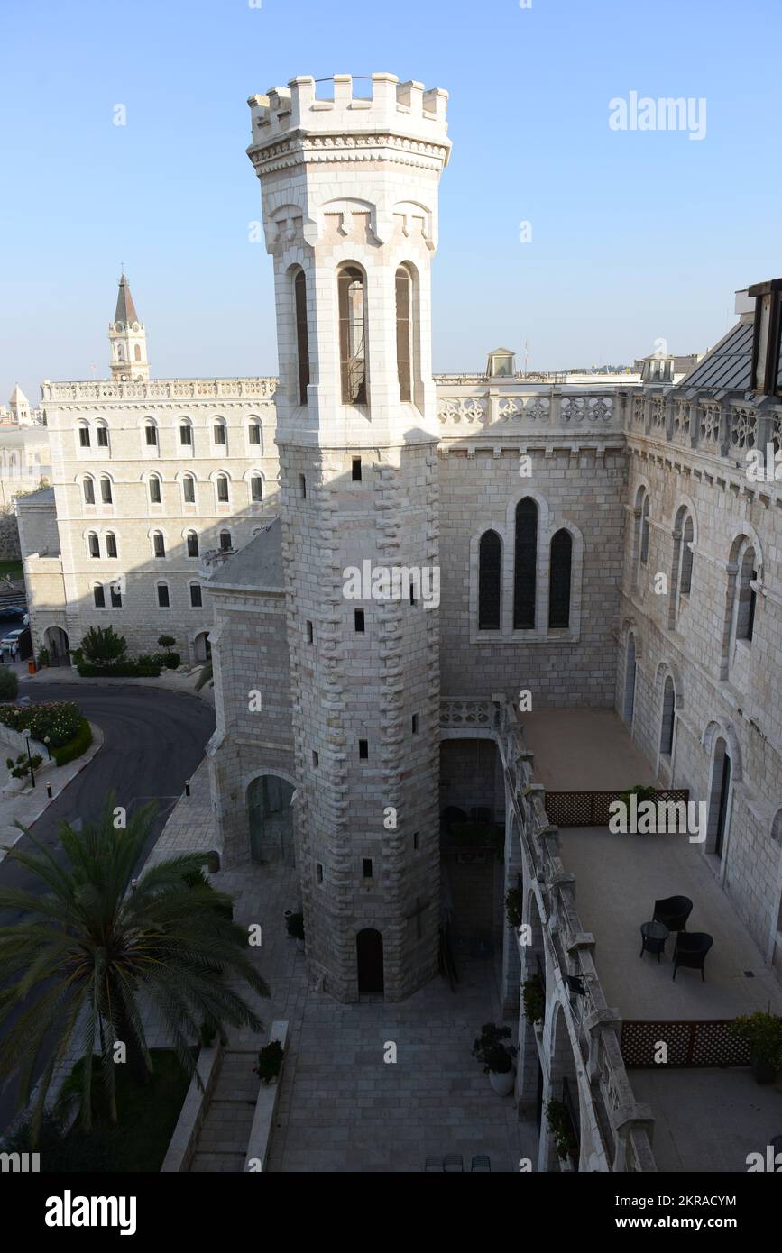 Façade du bâtiment notre Dame à Jérusalem, Israël. Banque D'Images