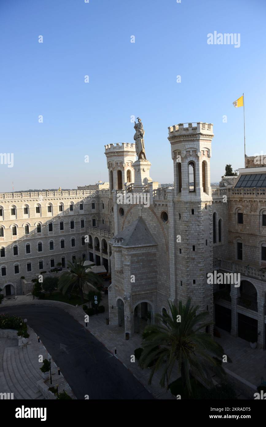 Façade du bâtiment notre Dame à Jérusalem, Israël. Banque D'Images