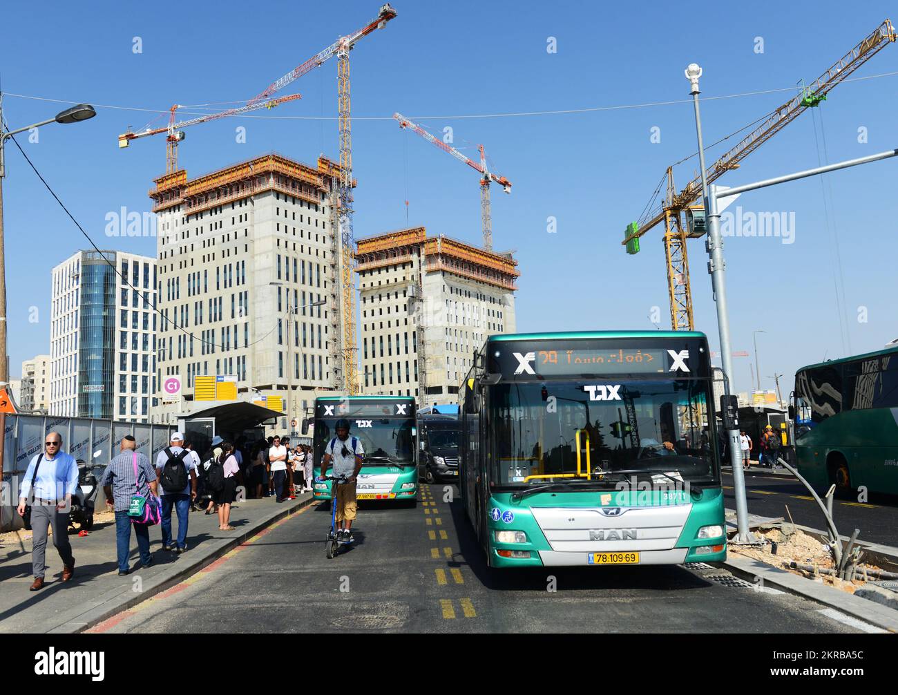 Construction du projet d'entrée de la ville à Jérusalem, Israël. Banque D'Images