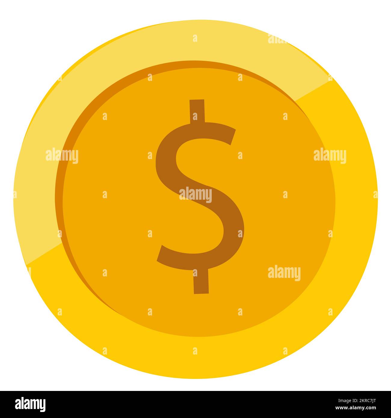 Pièce de monnaie en dollars. Pièce de monnaie avec signe dollar. Illustration de Vecteur