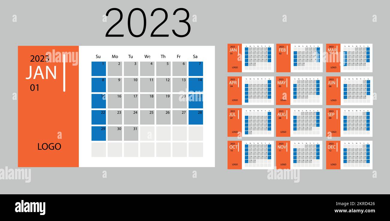 carte de vœux de bonne année pour l'année 2023 avec formes abstraites colorées. Modèle de conception du calendrier de bureau 2023 ou du calendrier hebdomadaire mensuel du calendrier du nouvel an 2023. Illustration vectorielle Illustration de Vecteur