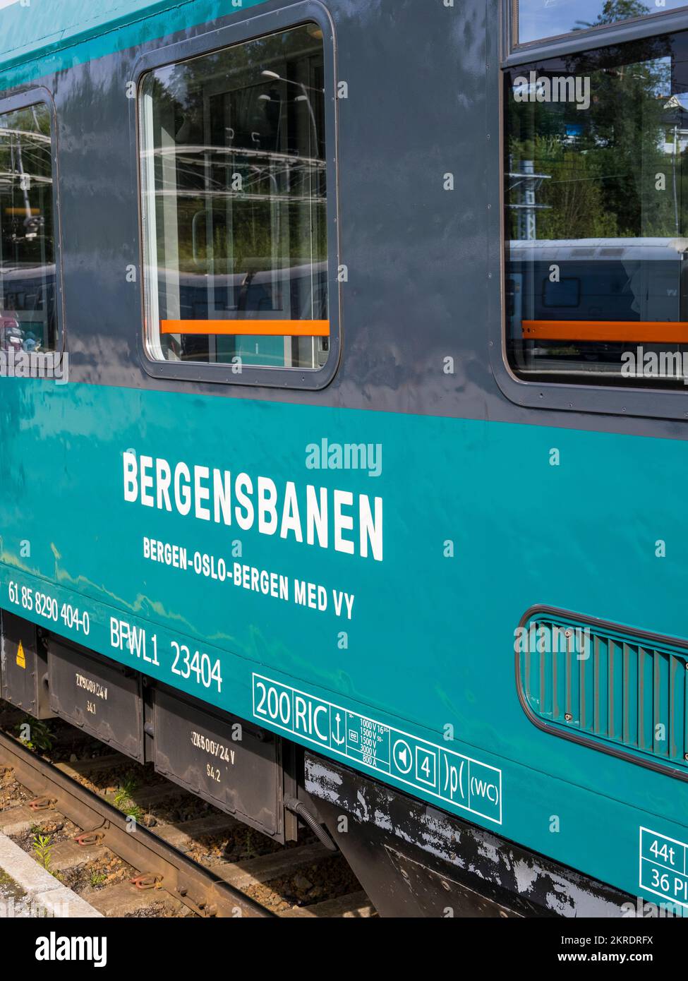 TRAIN VY, d'Oslo à Bergen train, Geilo, Norvège, Scandinavie, Europe. Banque D'Images