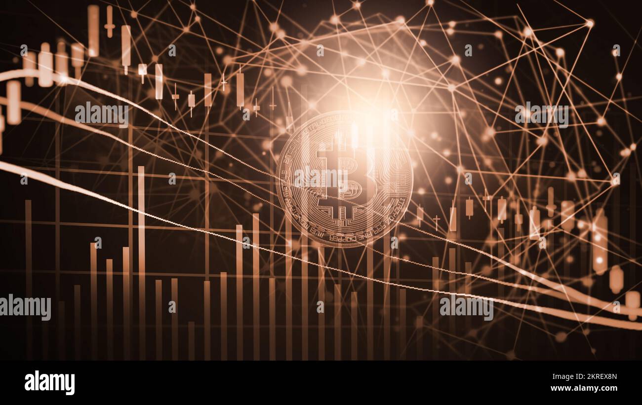 Façon moderne de l'échange. Bitcoin est commode de paiement dans les marchés de l'économie mondiale. La monnaie numérique virtuel et de l'investissement financier concept commercial. Abstr Banque D'Images