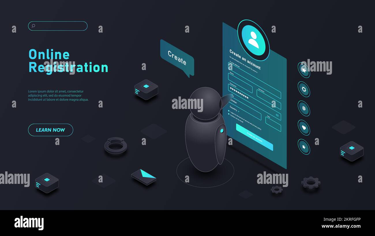 Enregistrement en ligne du robot Illustration de Vecteur