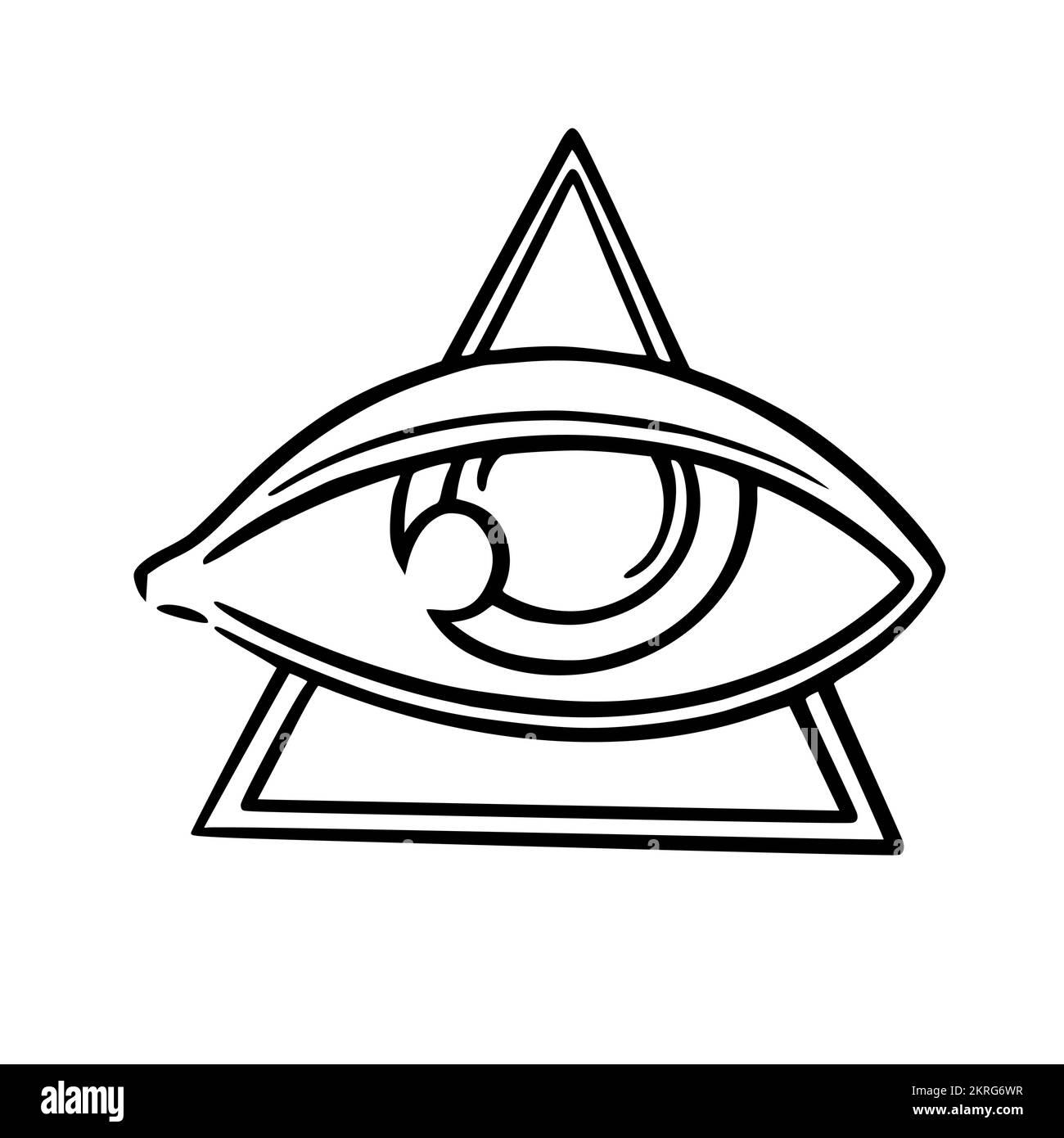 Illuminati oeil de la société secrète libre de maçon. Mystic tous voyant le troisième oeil dans le triangle. Illustration vectorielle isolée sur fond blanc Illustration de Vecteur