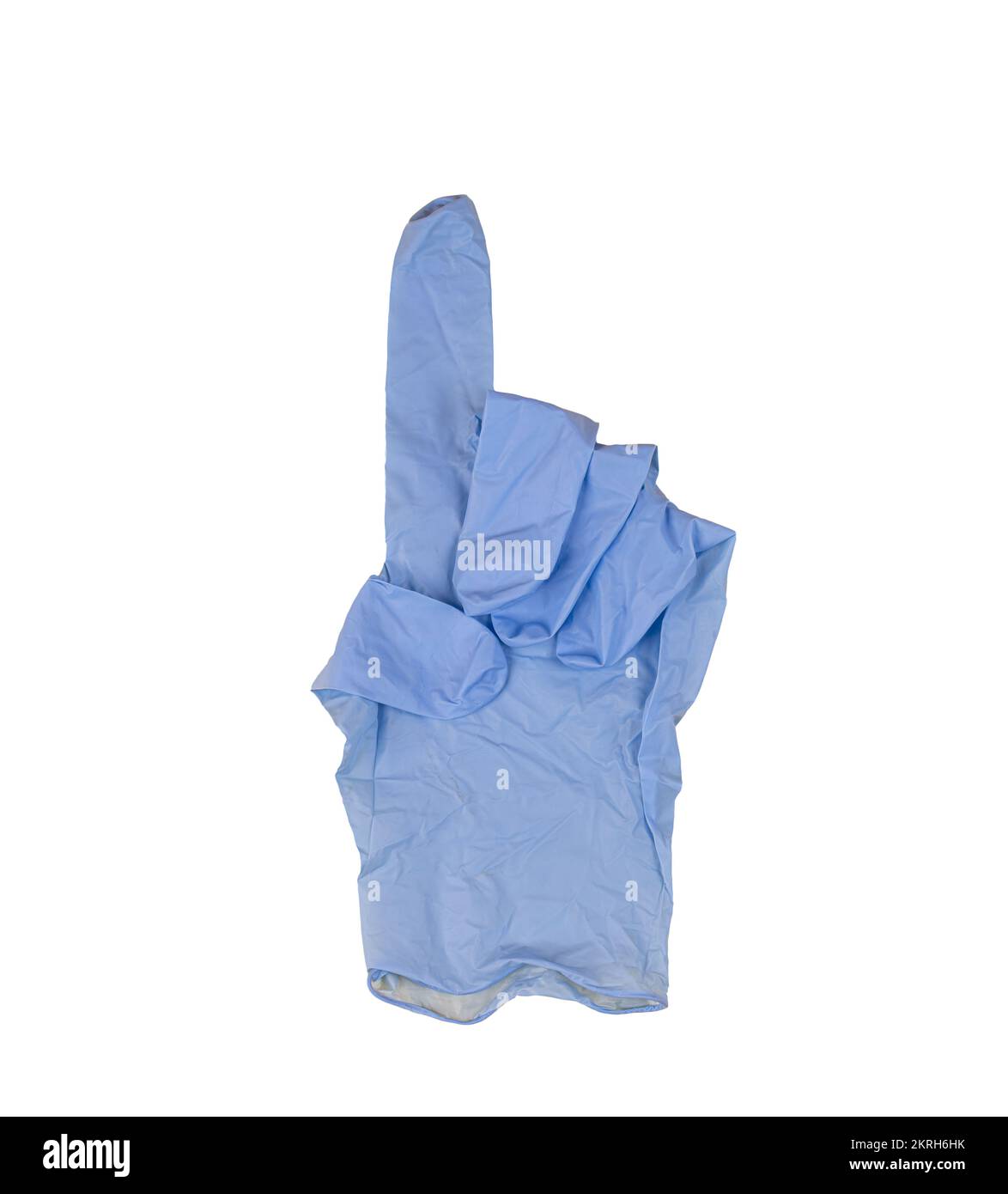 le geste de l'indicateur avec l'index fait avec un gant en latex Banque D'Images