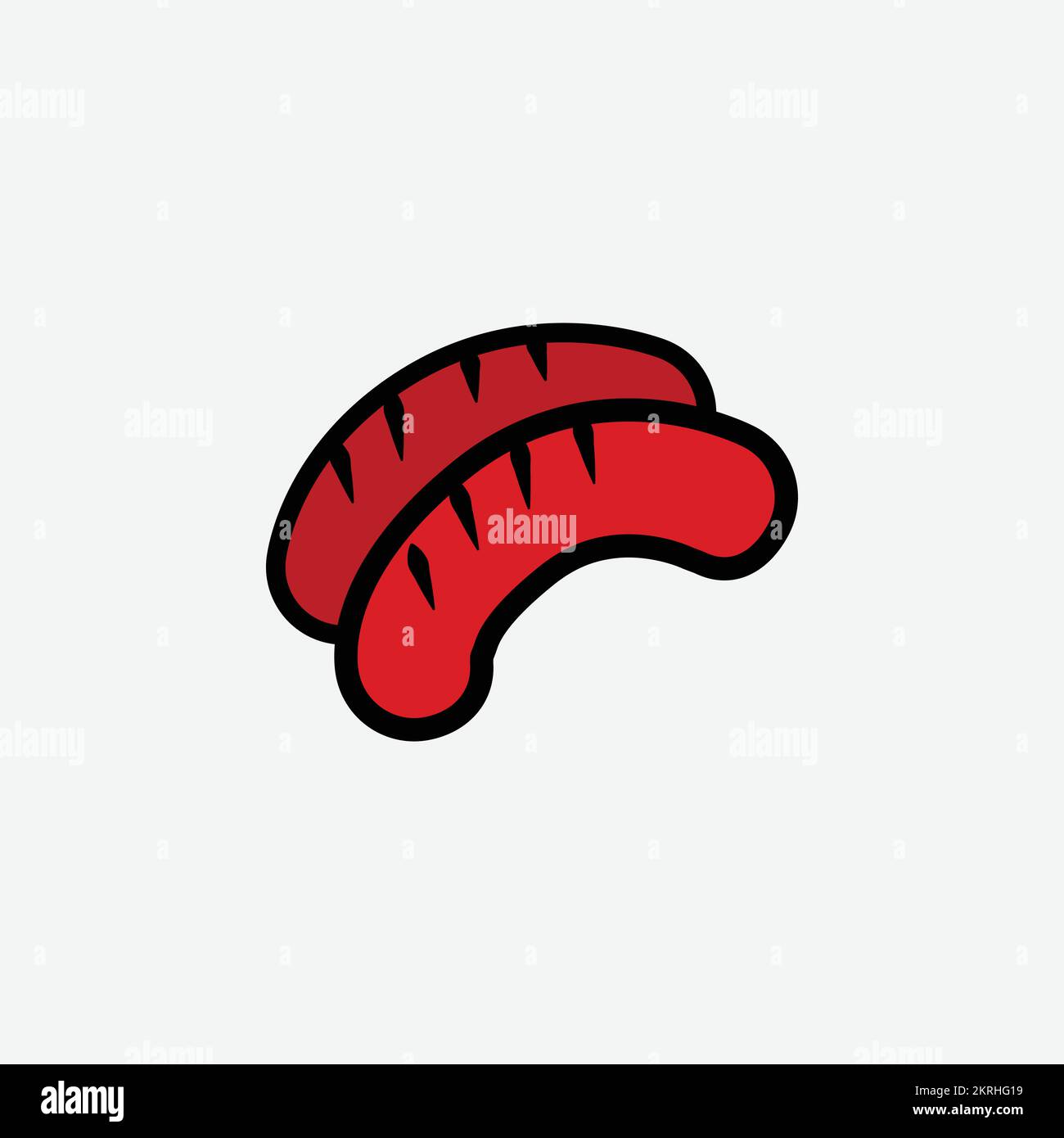 Icône saucisse. Fast Food concept, dessin animé de l'icône Sickle Vector pour la conception Web isolé sur fond blanc - Vector. Illustration vectorielle Illustration de Vecteur