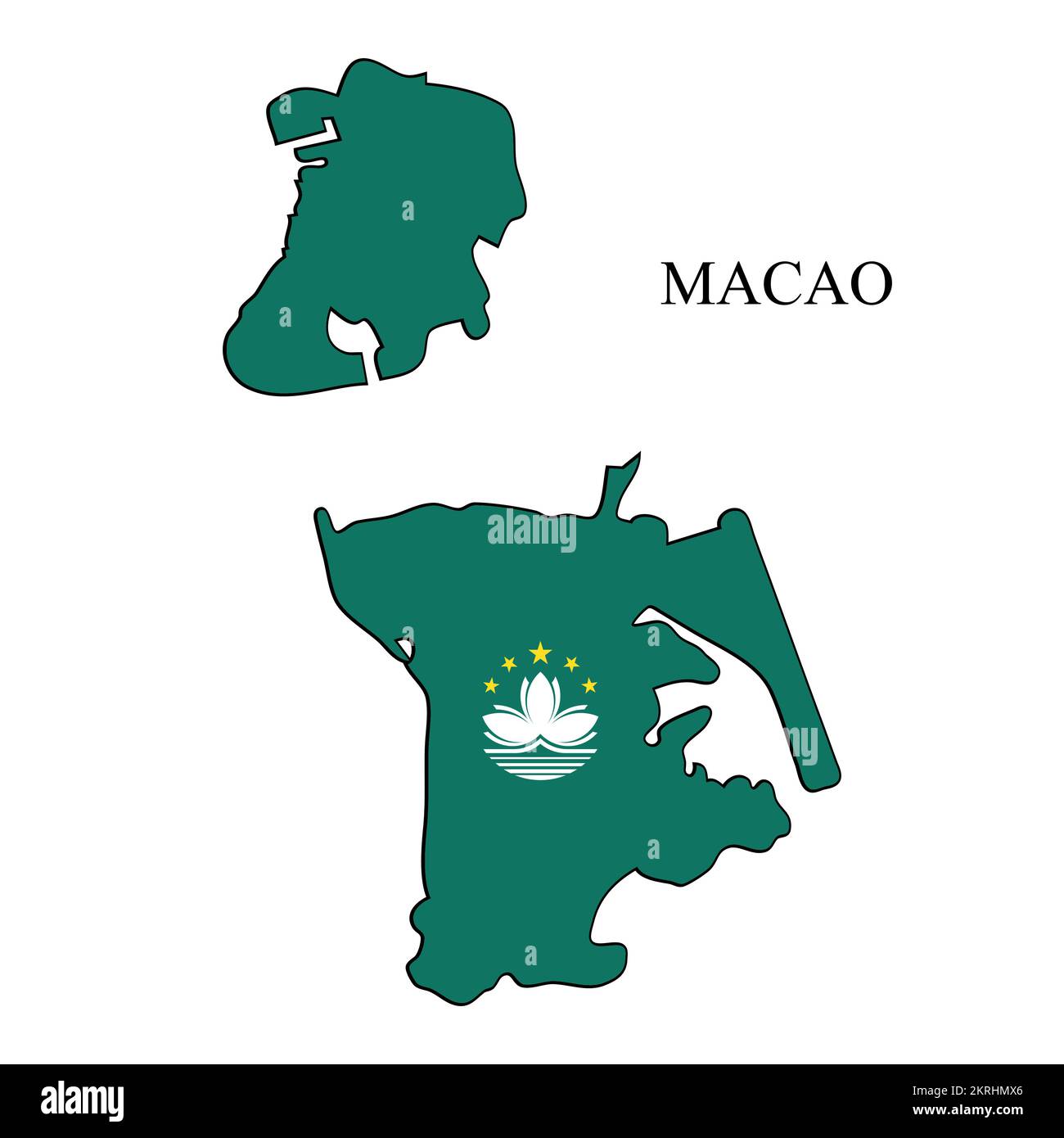 Illustration vectorielle de la carte de Macao. Économie mondiale. Pays célèbre. Région de la Chine. Illustration de Vecteur