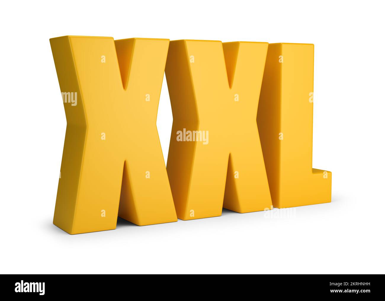 XXL. Une inscription de couleur jaune. 3d image. Arrière-plan blanc. Banque D'Images