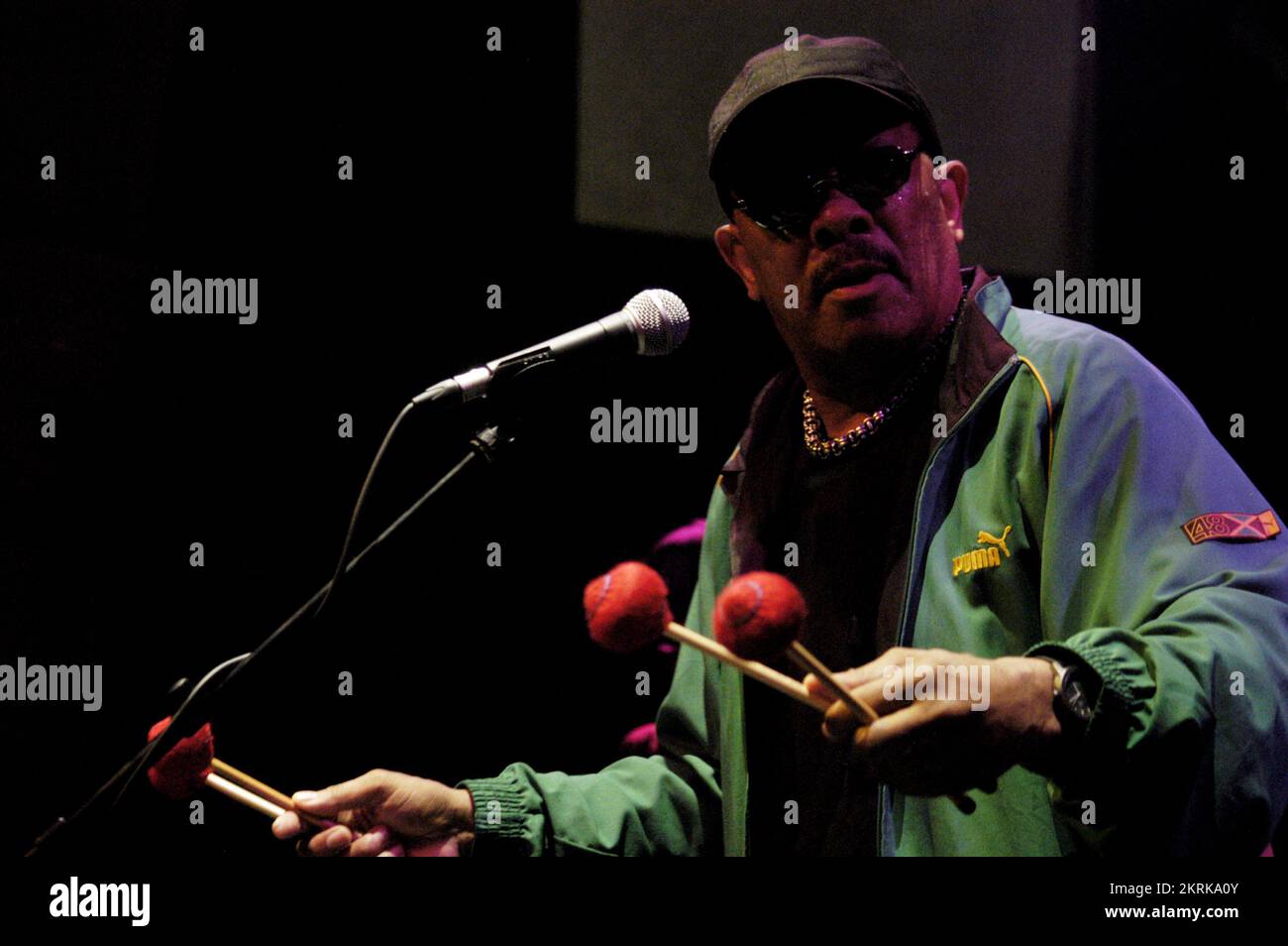 ROY AYERS, CONCERT, 2006 : le parrain de l'Acid Jazz, ROY AYERS, joue en concert au point de Cardiff, le 12 juillet 2006. Photo : ROB WATKINS. INFO : Roy Ayers est un vibraphoniste et chanteur de jazz américain, réputé pour son travail influent dans le jazz, le funk et la soul. Avec des albums classiques comme « Everybody Loves the Sunshine », Ayers est devenu une figure clé dans le développement du jazz et de la musique fusion. Banque D'Images