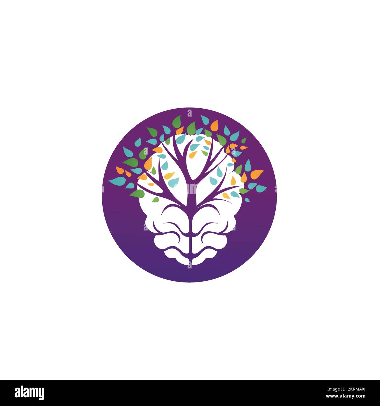 Logo Brain. Logotype neurologique. Psychologie . Conseil. Santé et bien-être. Ouverture d'esprit. Minfullness Illustration de Vecteur