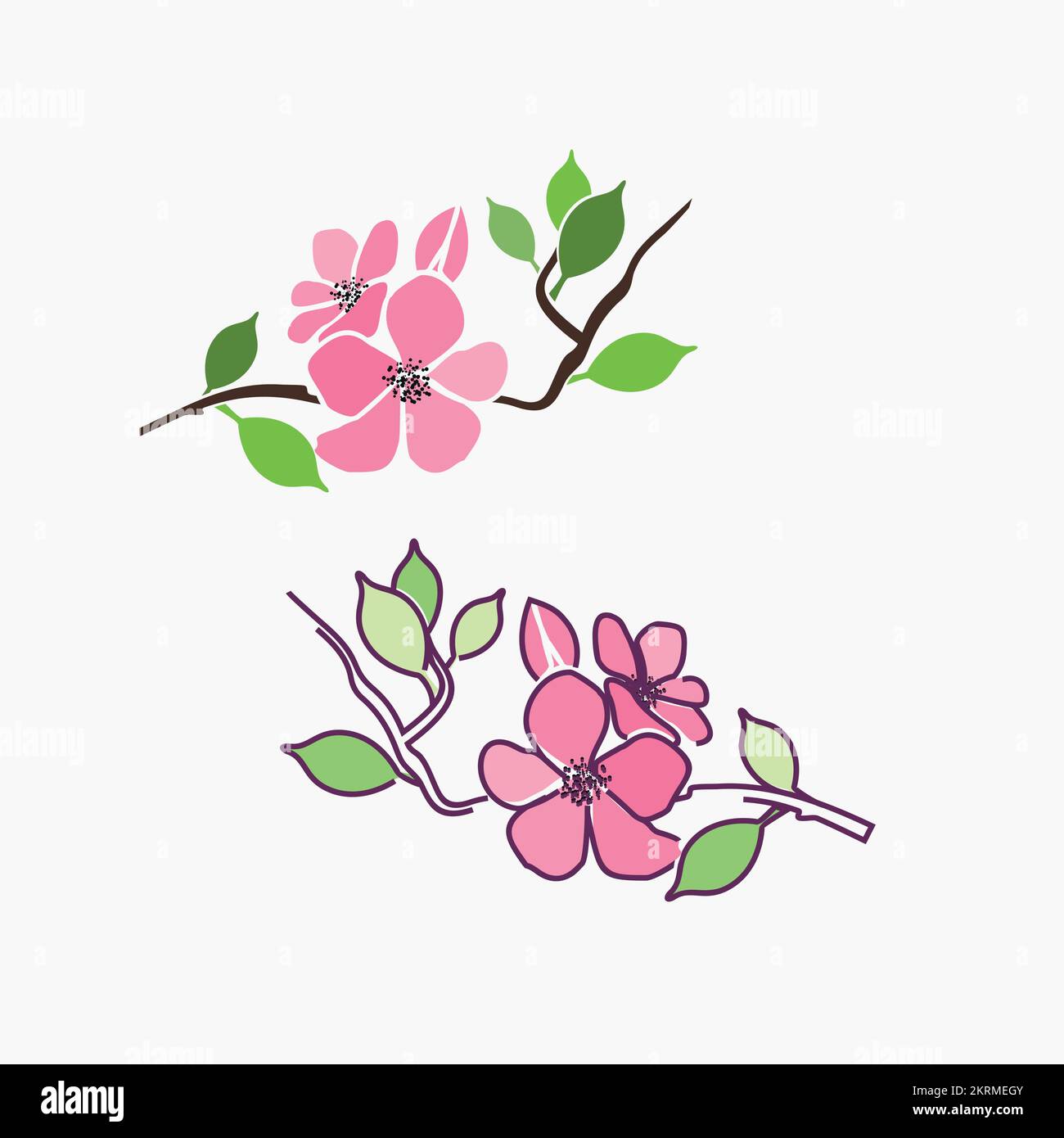 Belle rondins de Sadura, fleur de cerisier Illustration de Vecteur