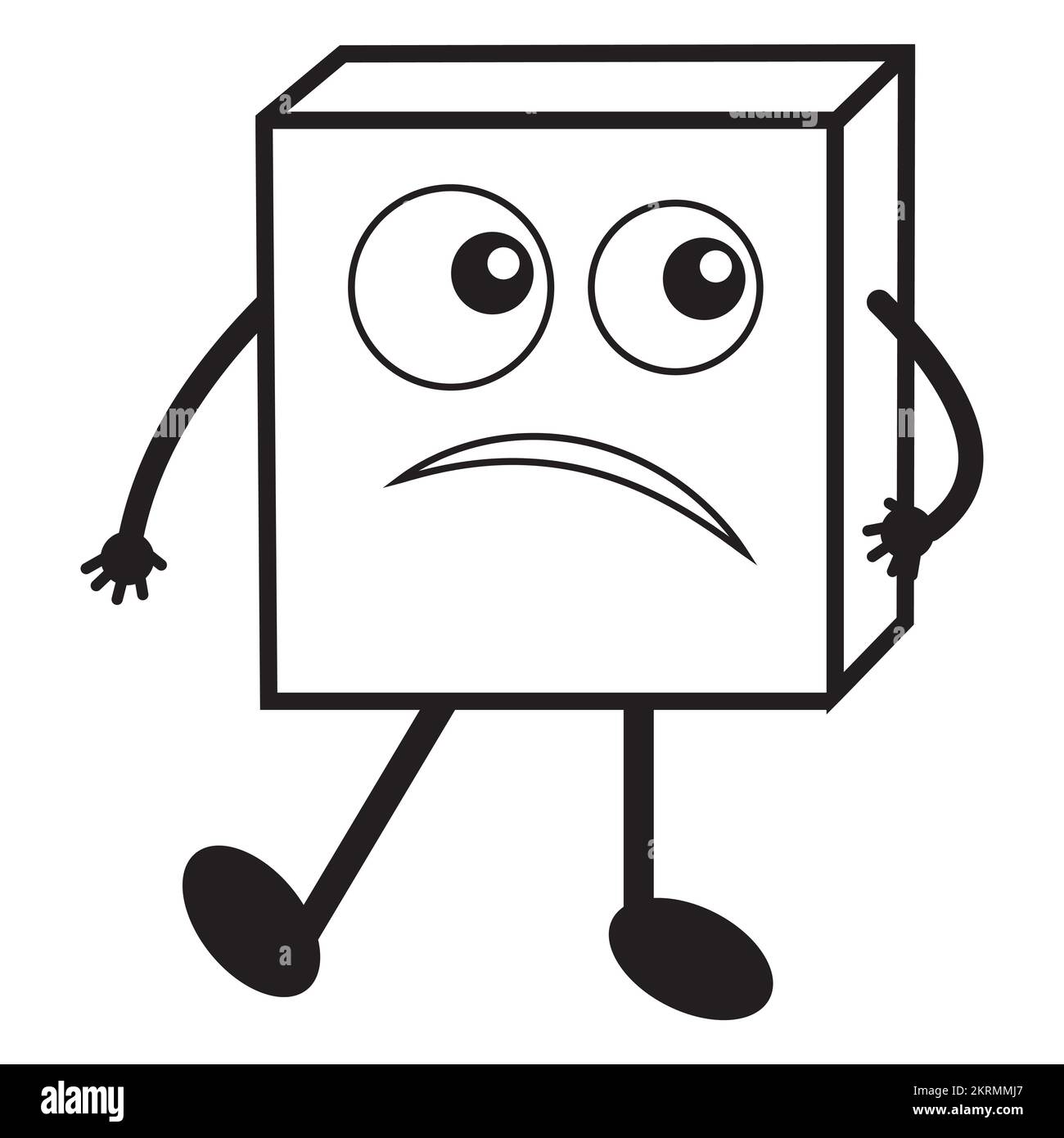 Personnages, formes géométriques tridimensionnelles colorées de kawaii, contour noir, style doodle, illustration pour enfants. Illustration de Vecteur