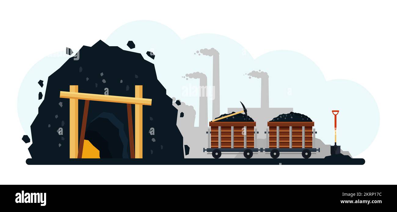 Industrie minière et vecteur de transport de pieux de charbon Illustration de Vecteur