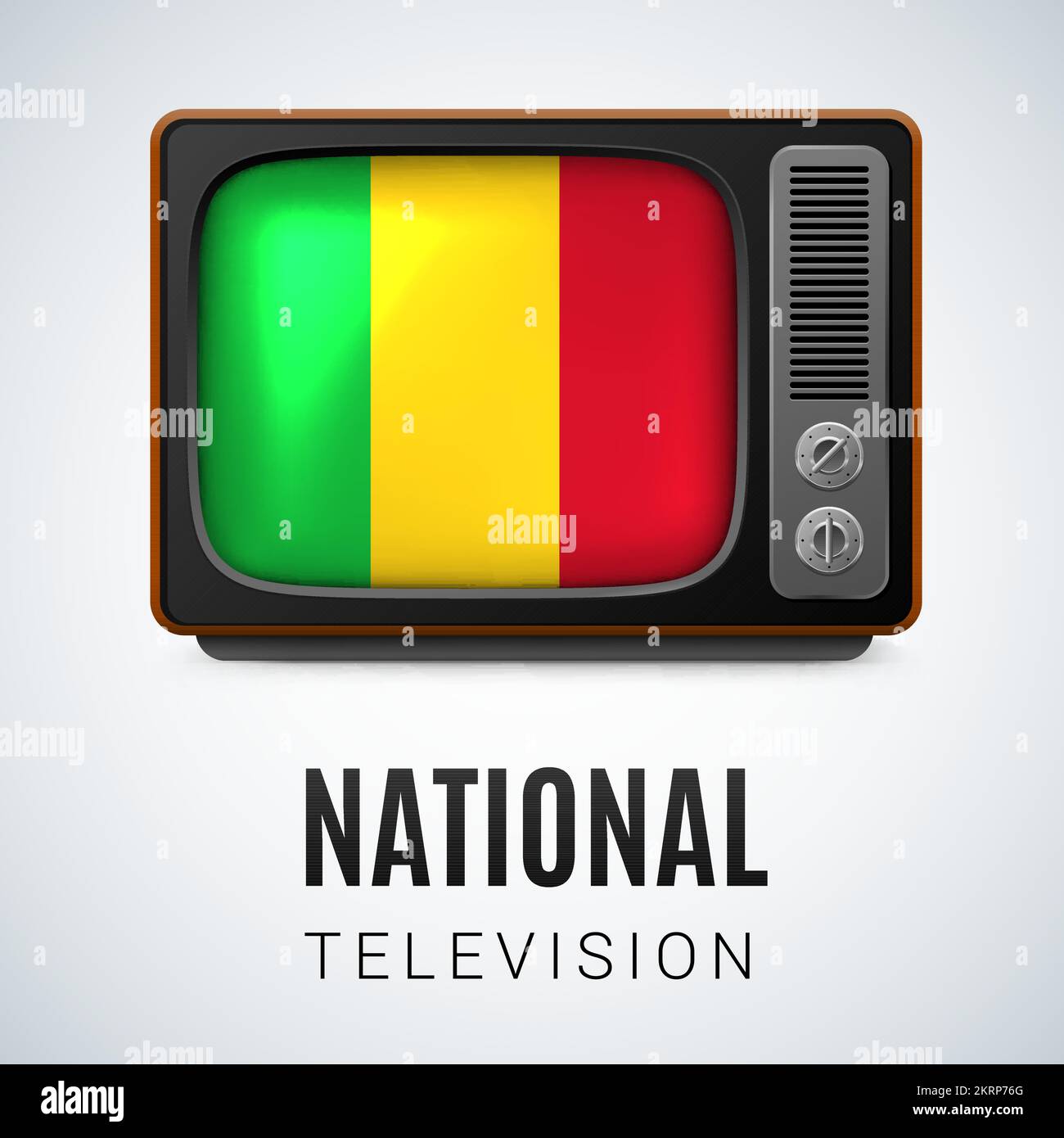 Vintage TV et drapeau du Mali comme symbole National TV. Télérécepteur avec drapeau malien Illustration de Vecteur