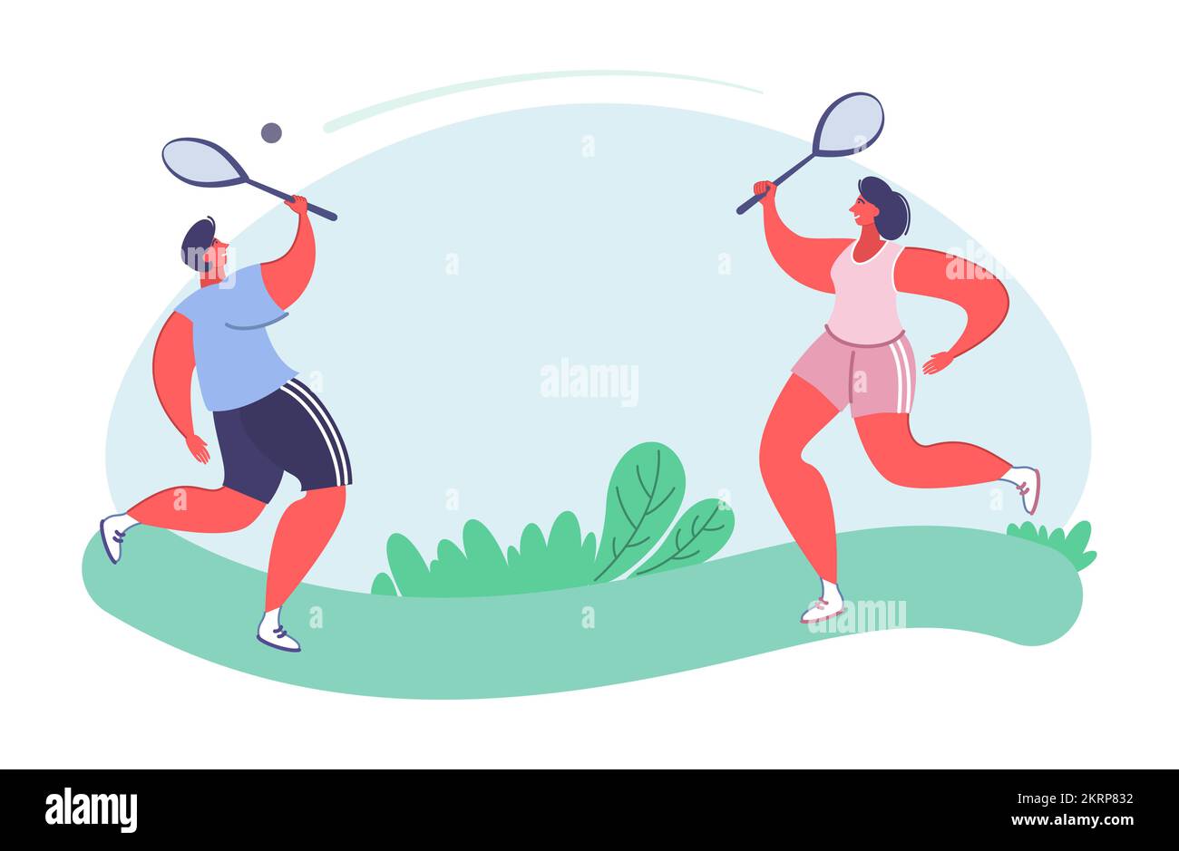 Personnes jouant au badminton vecteur sport d'été Illustration de Vecteur