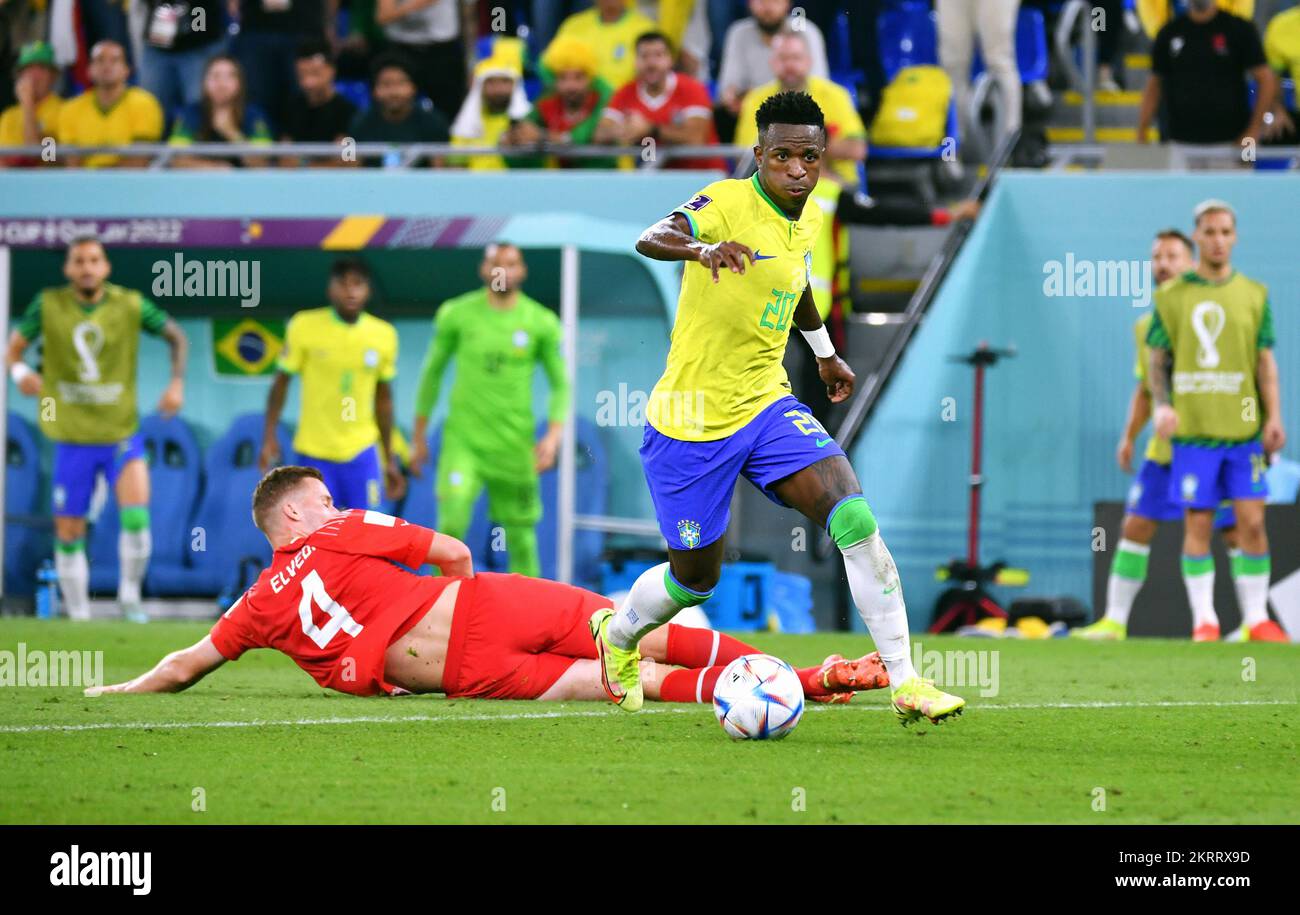 Coupe du monde de football 2022, Qatar, stade 974 ; Brésil contre Suisse Banque D'Images