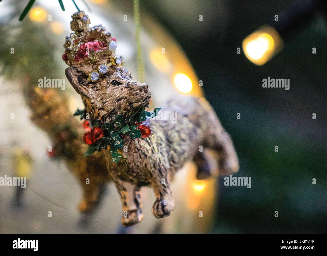 Gisela Graham Hars Corgi met kroon opknoping kerstboom decoratie ornament snuisterij