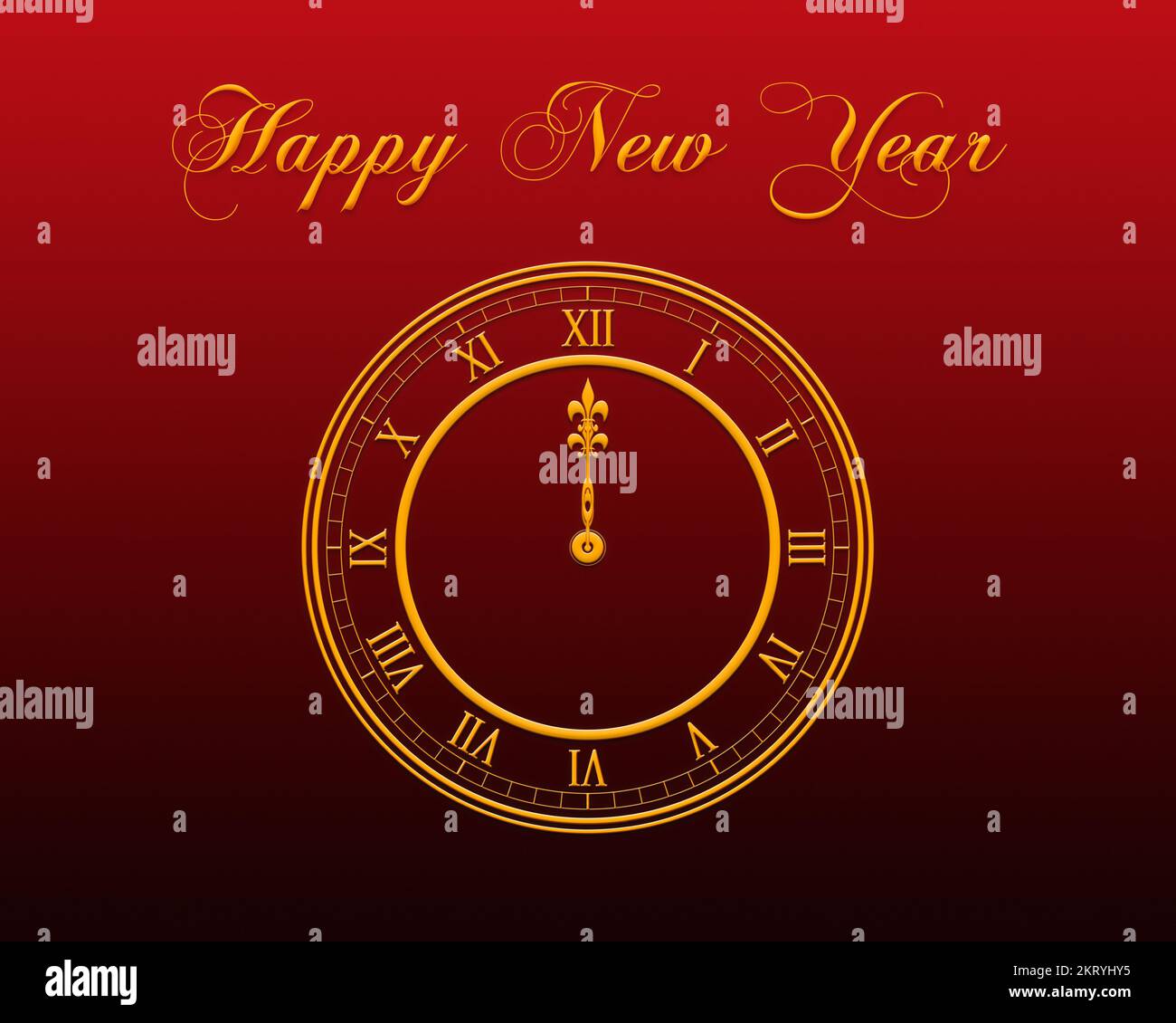 Bonne année 2023 avec une horloge ronde frappant douze bannière web illustration. Banque D'Images