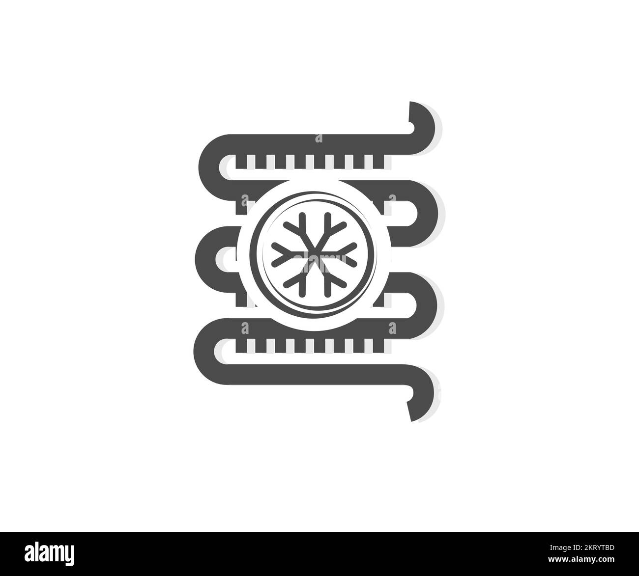 Serpentin de climatiseur, logo du condenseur. Conception et illustration du système séparé sans raccordement, de la ventilation de chauffage, de la climatisation ou du vecteur hvac. Illustration de Vecteur