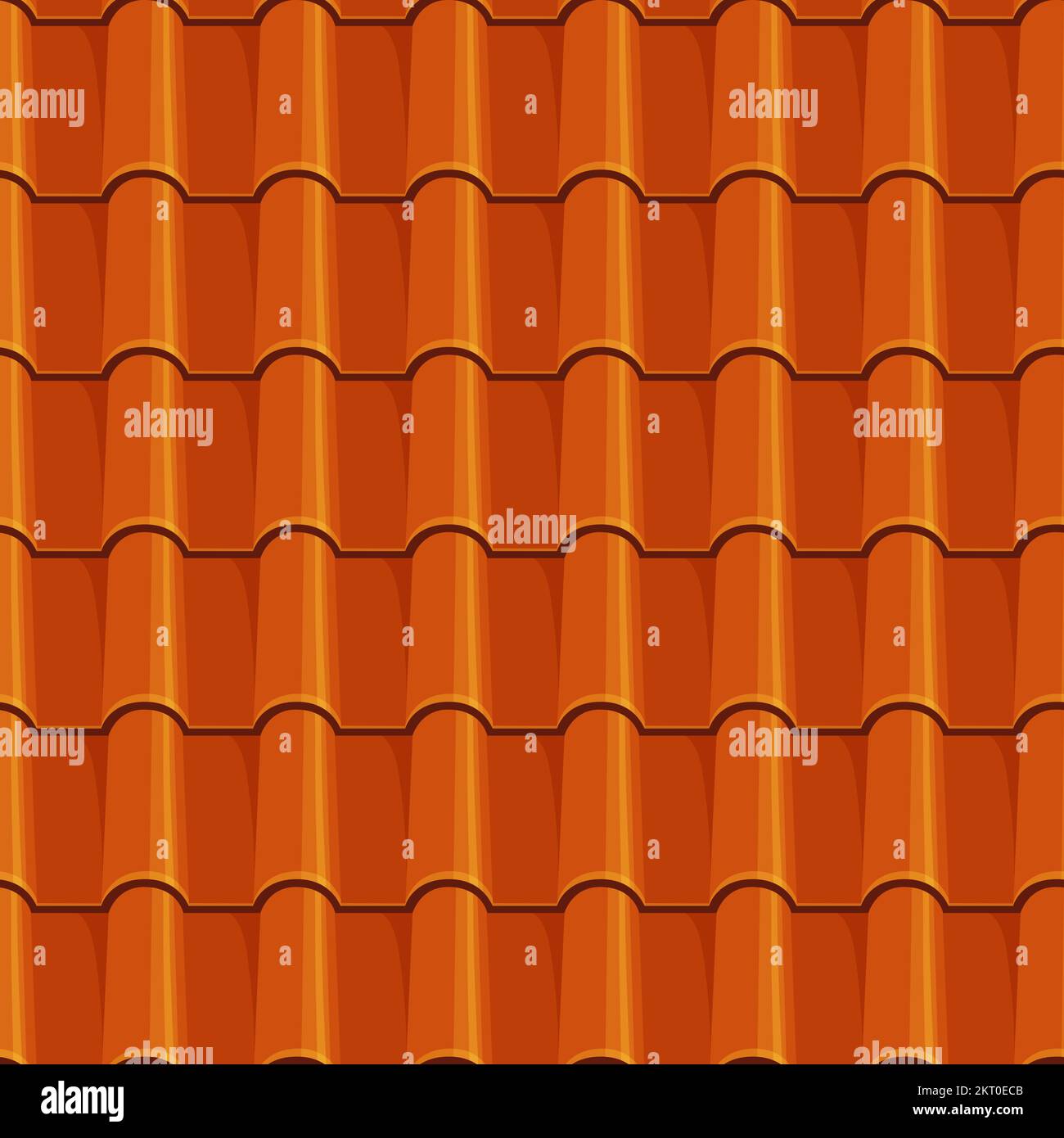 Mosaïque de toit orange chinois à motif sans couture. Arrière-plan vectoriel avec texture de dessin animé de matériaux de toiture de pagode asiatique antique. Argile ou terre cuite Illustration de Vecteur