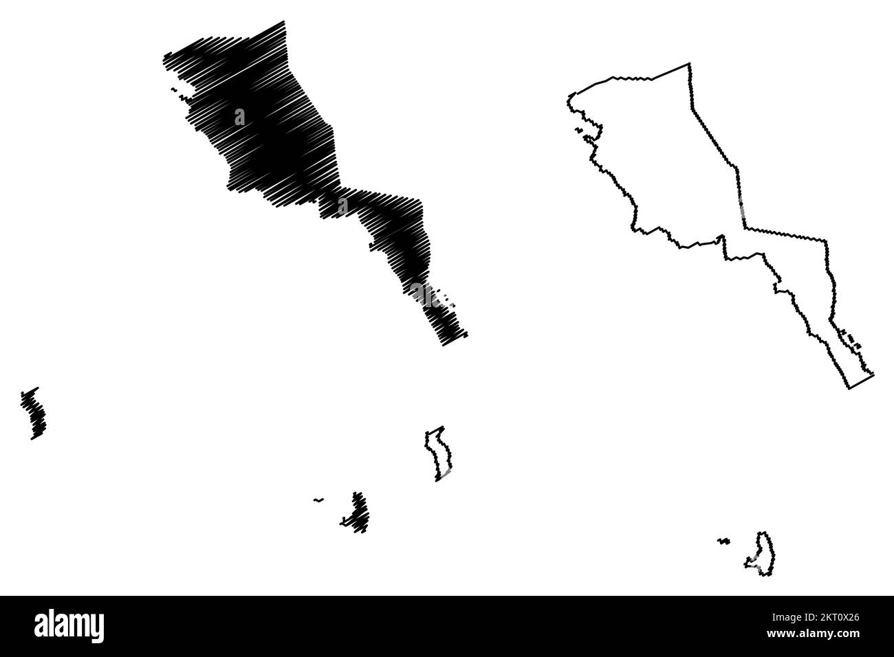 Municipalité d'Ensenada (État libre et souverain de la Basse-Californie, Mexique, États-Unis mexicains) carte illustration vectorielle, scribble sketch Ensenada m Illustration de Vecteur