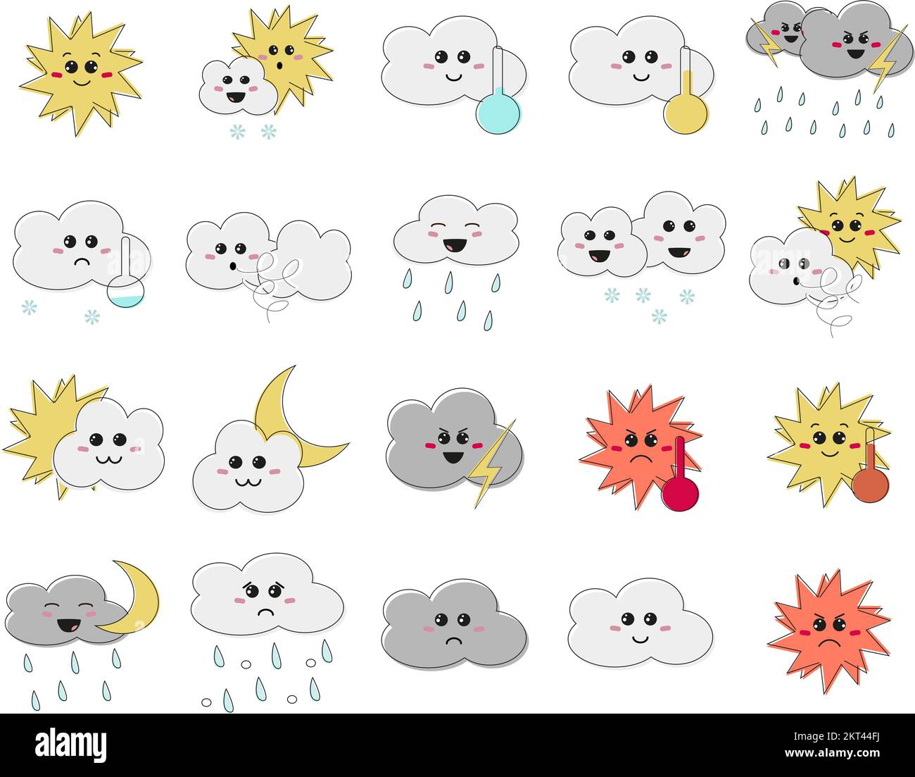 Caricature de nuages venteux Banque d'images détourées - Alamy