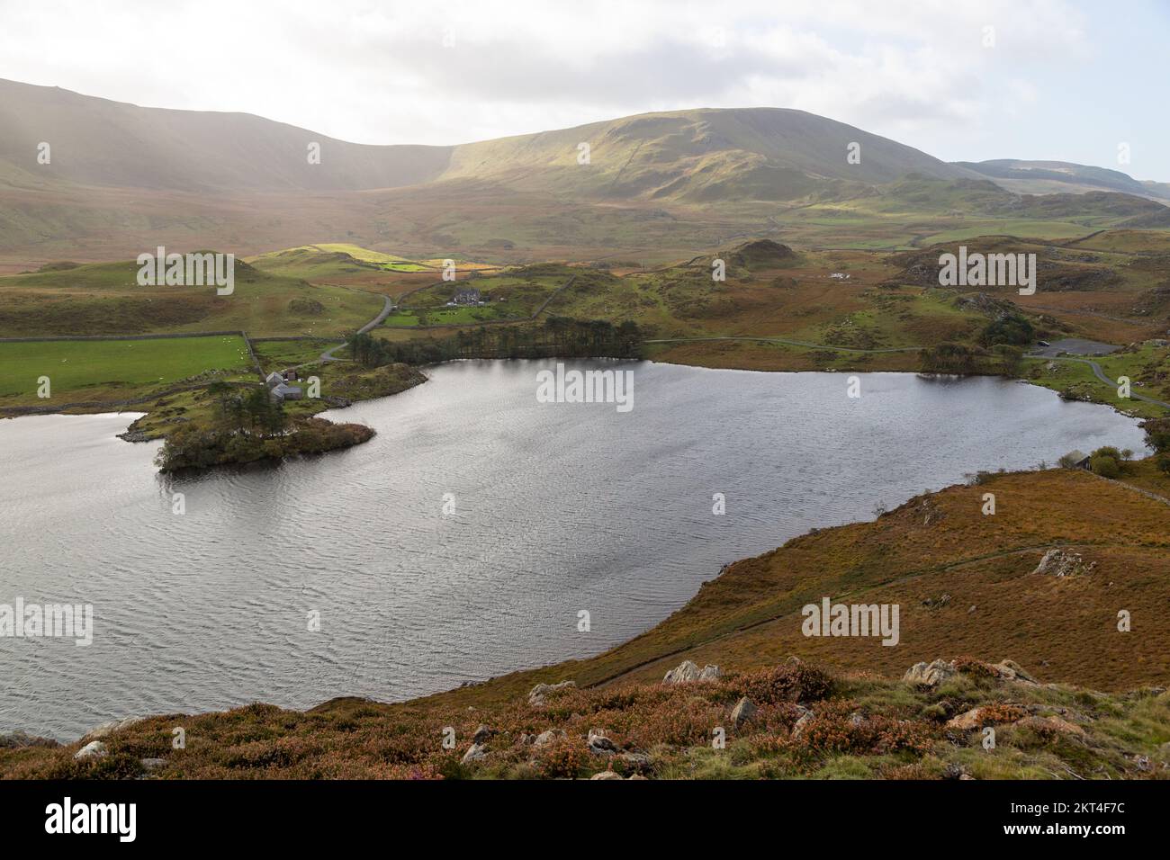 La vue de Bryn Brith Hill of Cregennan Lakes, Snowdonia, pays de Galles, Royaume-Uni Banque D'Images
